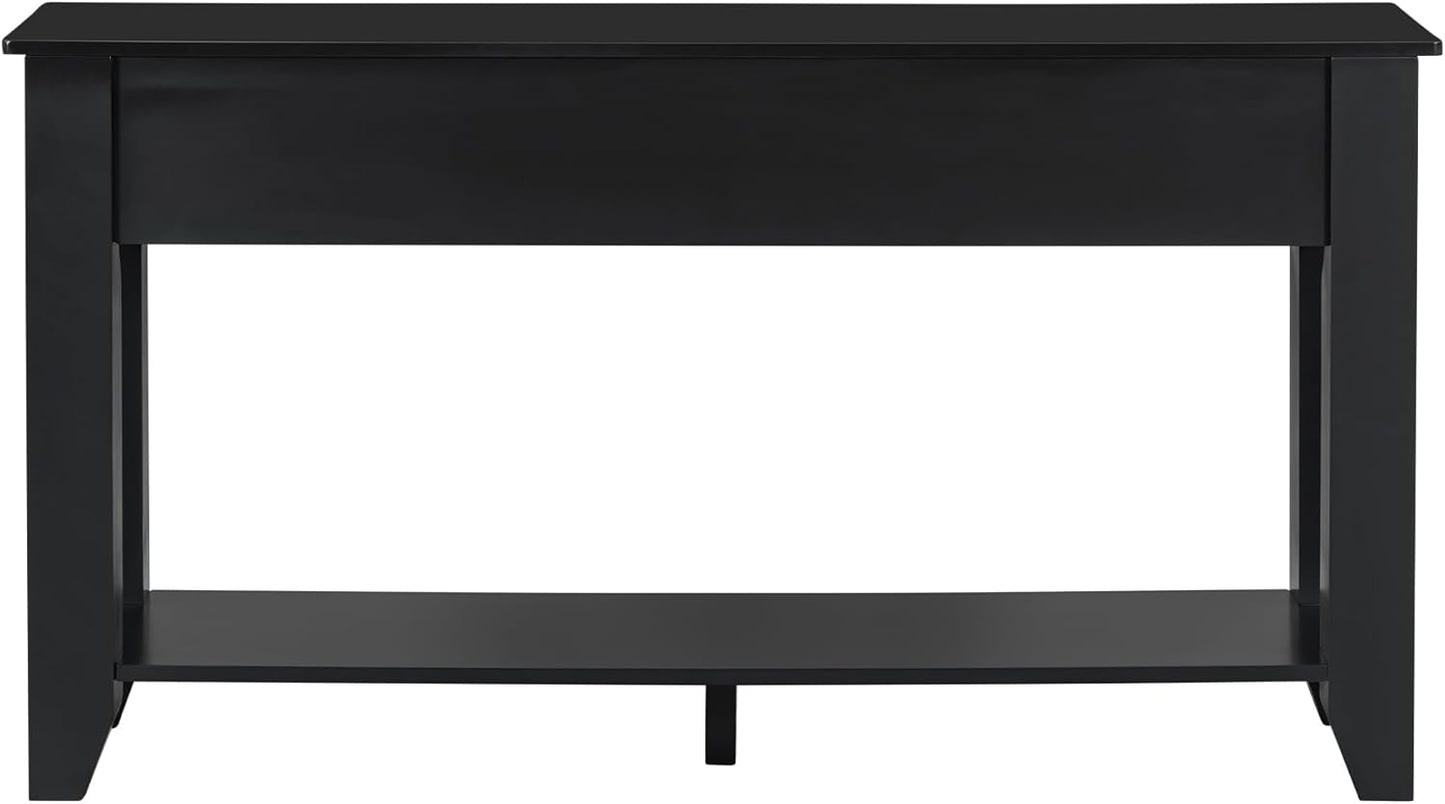 Farmhouse Modern Console Table 55.4-Inch Entryway Sofa Table with Drawers & Storage Shelf for Living Room Hallway Entrance, Black