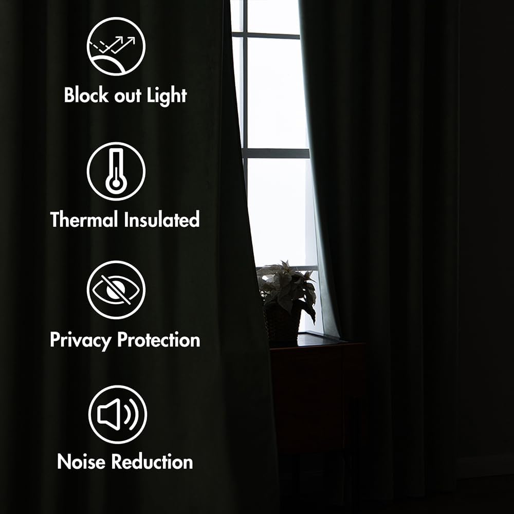 MIULEE Sage Green Velvet Curtains 120 inches 2 Panels - Pinch Pleated Luxury Room Darkening Window Drapes for Bedroom Living Room Blackout Thermal Insulated Super Soft, Back Tab Rod Pocket, W52 x L120