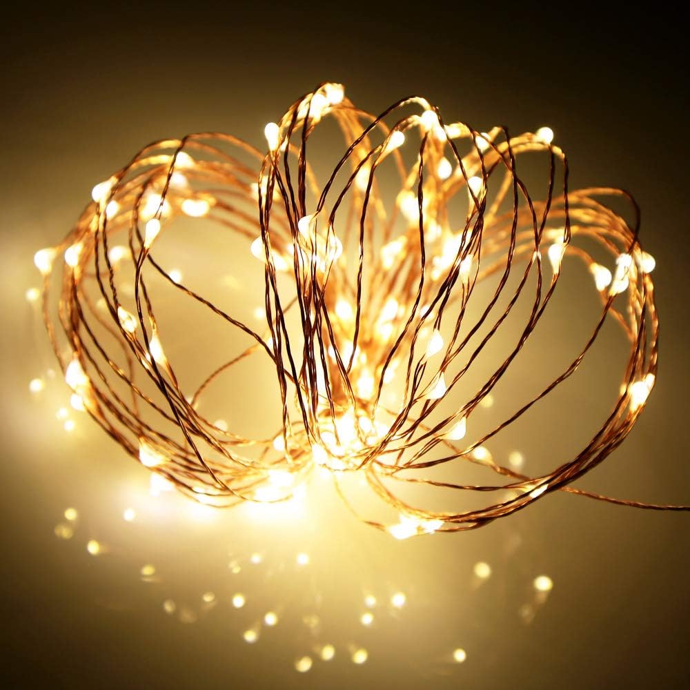 Led Fairy Lights Battery Operated, 4 Packs Mini Battery Powered Copper Wire Starry Fairy Lights for Bedroom, Christmas, Parties, Wedding, Centerpiece, Decoration (5m/16ft Warm White)