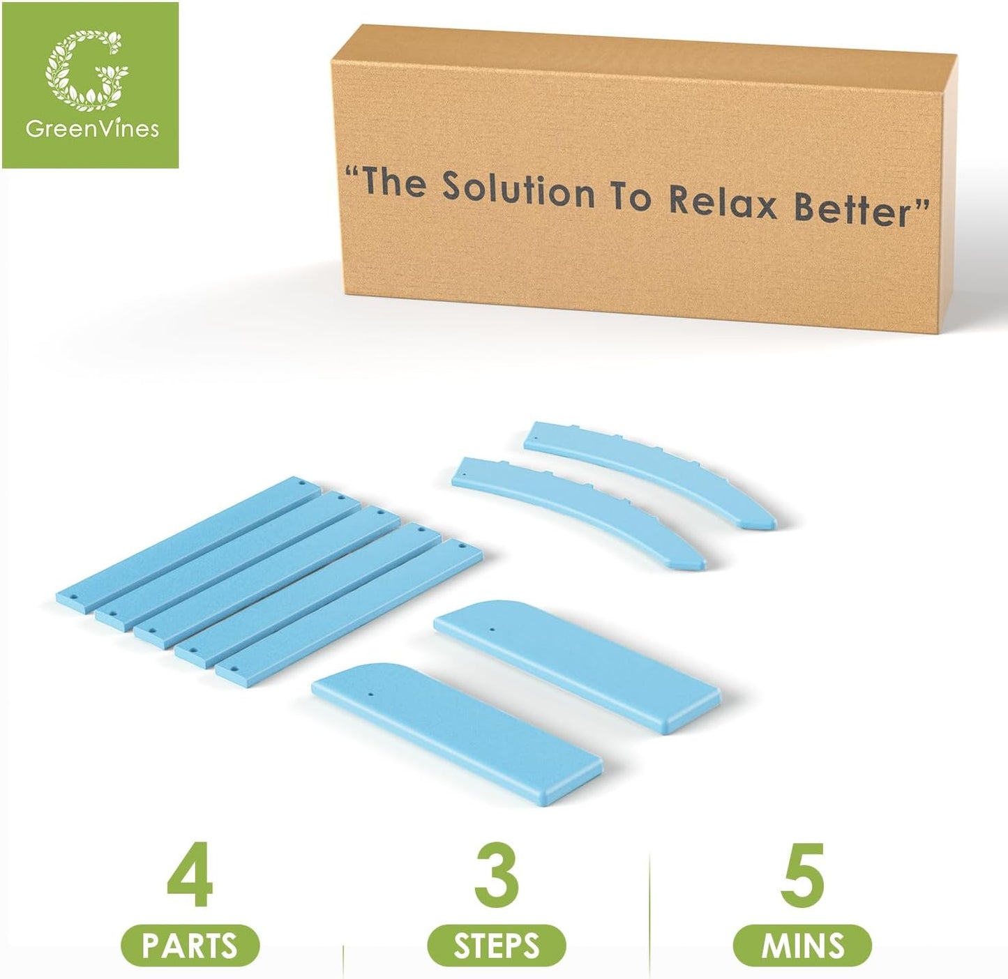 GREENVINES Adirondack-Ottoman | Set of 2 | HDPE Plastic | Outdoor Footrest | All Weather | Foot Rest | Foot Stool | Arctic | for Adirondack Chair | for Patio Backyard Pool