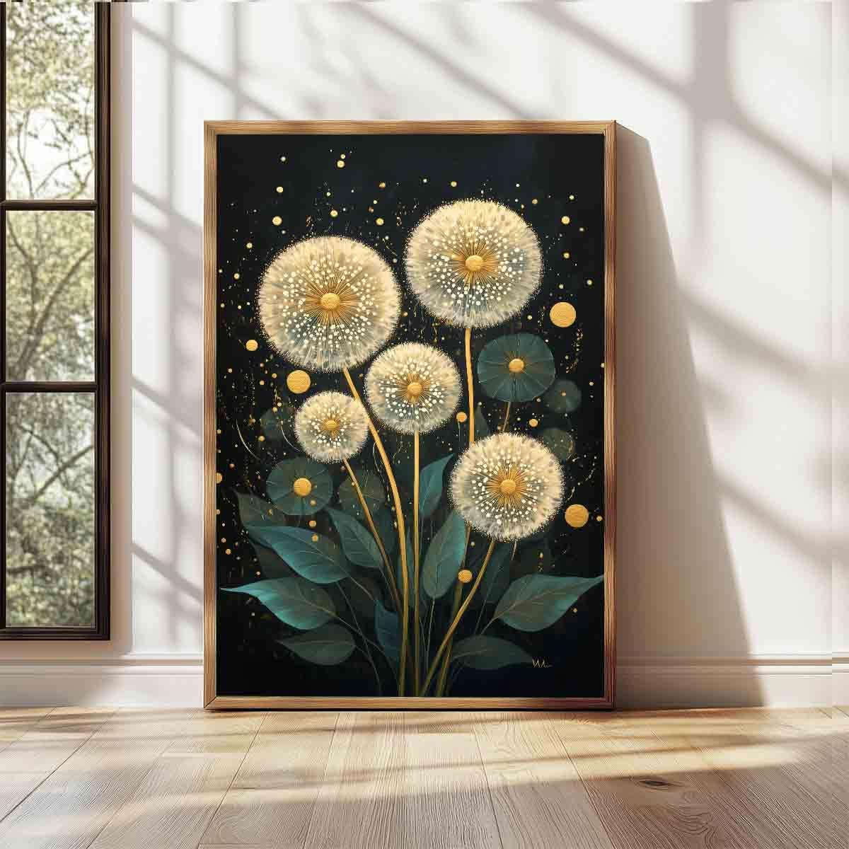 Dandelion Wall Art Abstract Botanical Pictures White Dandelion Wall Art Moody Green Plants Painting Rustic Floral Canvas Abstract Flower Painting Wildflower Vintage Moody Artwork 16x24inch No Frame