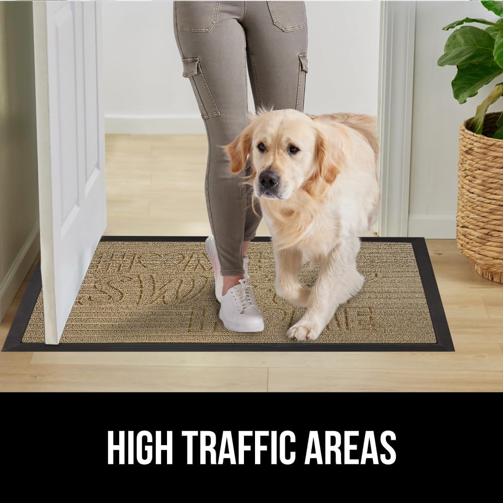 GORILLA GRIP 100% Waterproof All-Season WeatherMax Doormat, 47x35, US Designed Natural Rubber, Stain and Fade Resistant, Low Profile Indoor Outdoor Door Mats, Easy Clean Patio Mat, Home Sweet Home