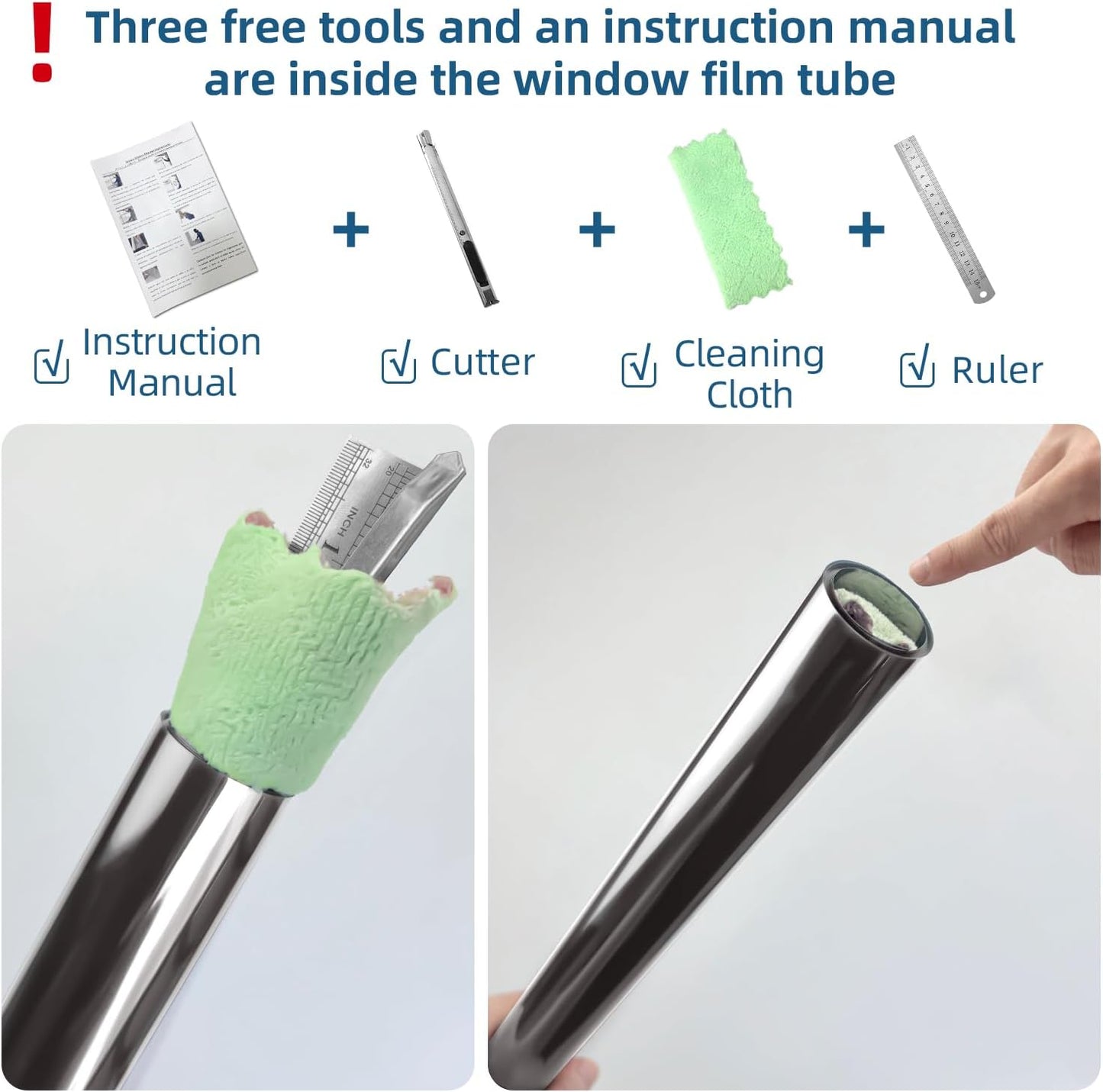 DUOFIRE One Way Window Film Privacy See Out Not in Heat Blocker Tint Reflective Mirror Tinting Film for Home Static Cling Anti-UV Sun Blocking Window Covering(Dark Silver, 23.6x78.7in)