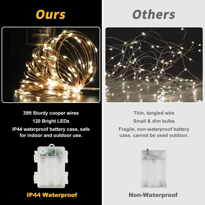 USB and Battery Operated Fairy Lights, 39Ft 120 LED Color Changing Fairy Lights with Remote and Timer, Battery Powered Twinkle String Lights for Bedroom, Party, Indoor Christmas Party Halloween Decor