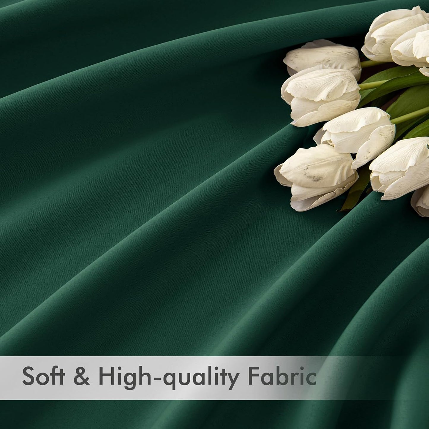 MIULEE Hunter Green Back Tab Blackout Curtains 84 Inch Length 2 Panels Set for Living Room Bedroom, Rod Pocket/Pinch Pleat Thermal Insulated Room Darkening Pleated Light Blocking Drapes