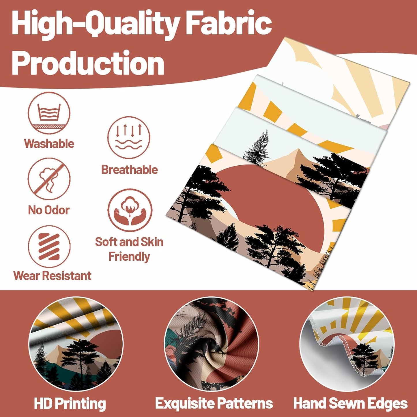 dueeia Boho Sun Tapestry Wall Hanging Abstract Mountain Tree Forest Sunset Sunrise Wall Tapestries for Mens Bedroom Living Room Wall Decor (90.6"x70.9")