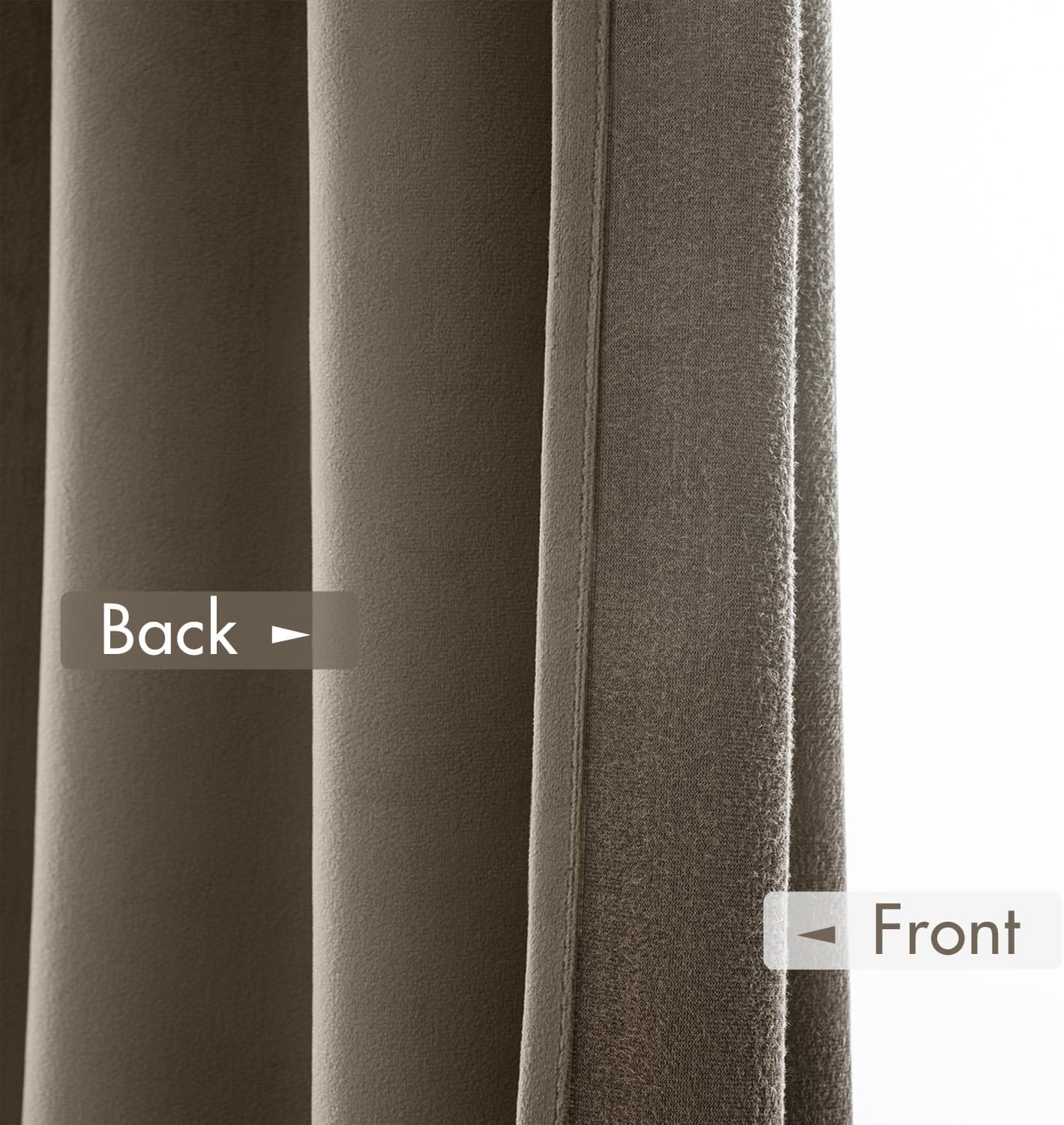 MIULEE Taupe Velvet Curtains Thermal Insulated Blackout Curtain Drapes for Bedroom Living Room Darkening 84 Inches Long Curtains Panels Rod Pocket Set of 2
