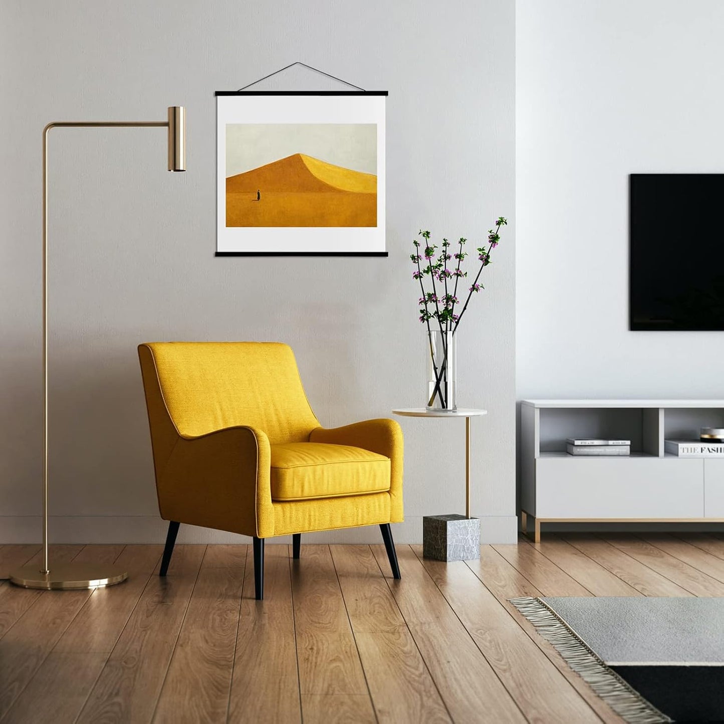 FALAMON Magnetic Poster Hanger Frame, 16x20 16x24 16x22 Teak Wood Magnet Poster Frame for Posters, Prints, Photos, Pictures, Maps, Scrolls, and Canvas Artwork(Black, 16")