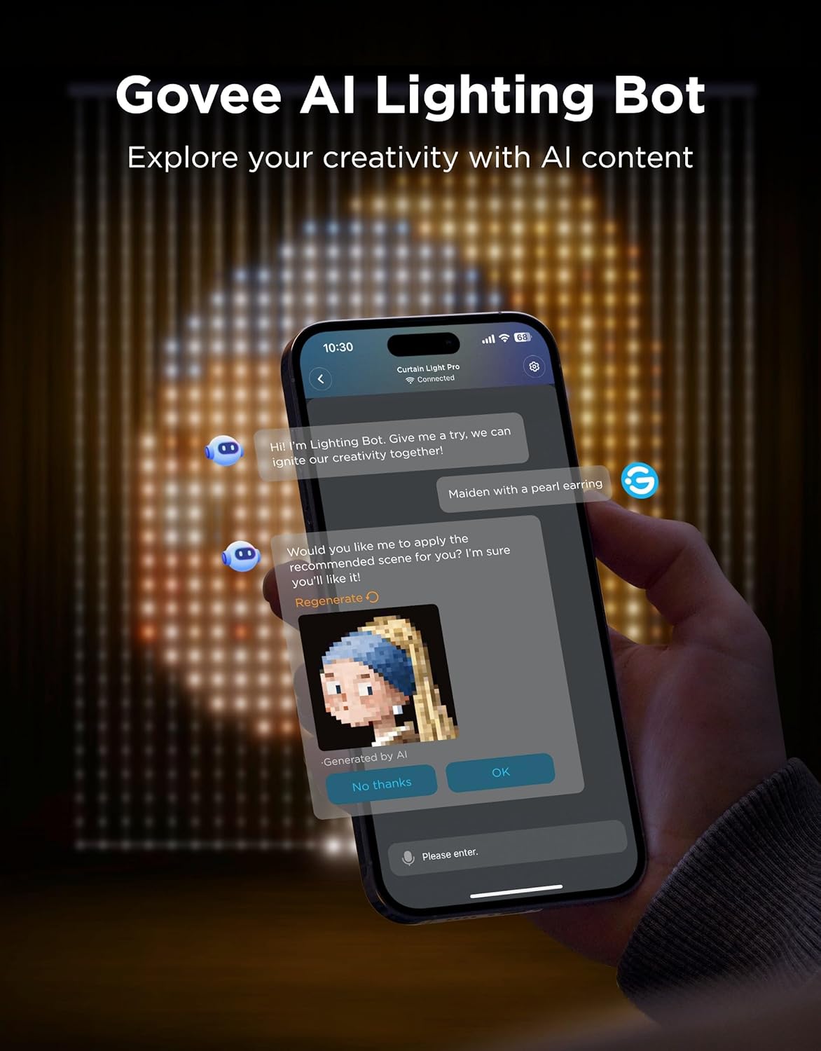 Govee Curtain Lights Pro, Upgraded 960 LEDs Smart Color Changing LED Curtain Lights with AIGC, Dynamic DIY String Lights for Bedroom Living Room Holiday Decor, Outdoor IP67 Waterproof, 5.41×5.77ft