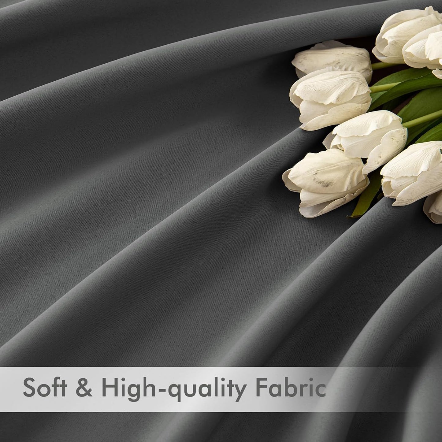 MIULEE Back Tab Grey Blackout Curtains 96 Inch Long 2 Panels Set for Living Room Bedroom, Rod Pocket/Pinch Pleated Long Thermal Insulated Room Darkening Light Blocking Floor to Ceiling Curtains/Drapes