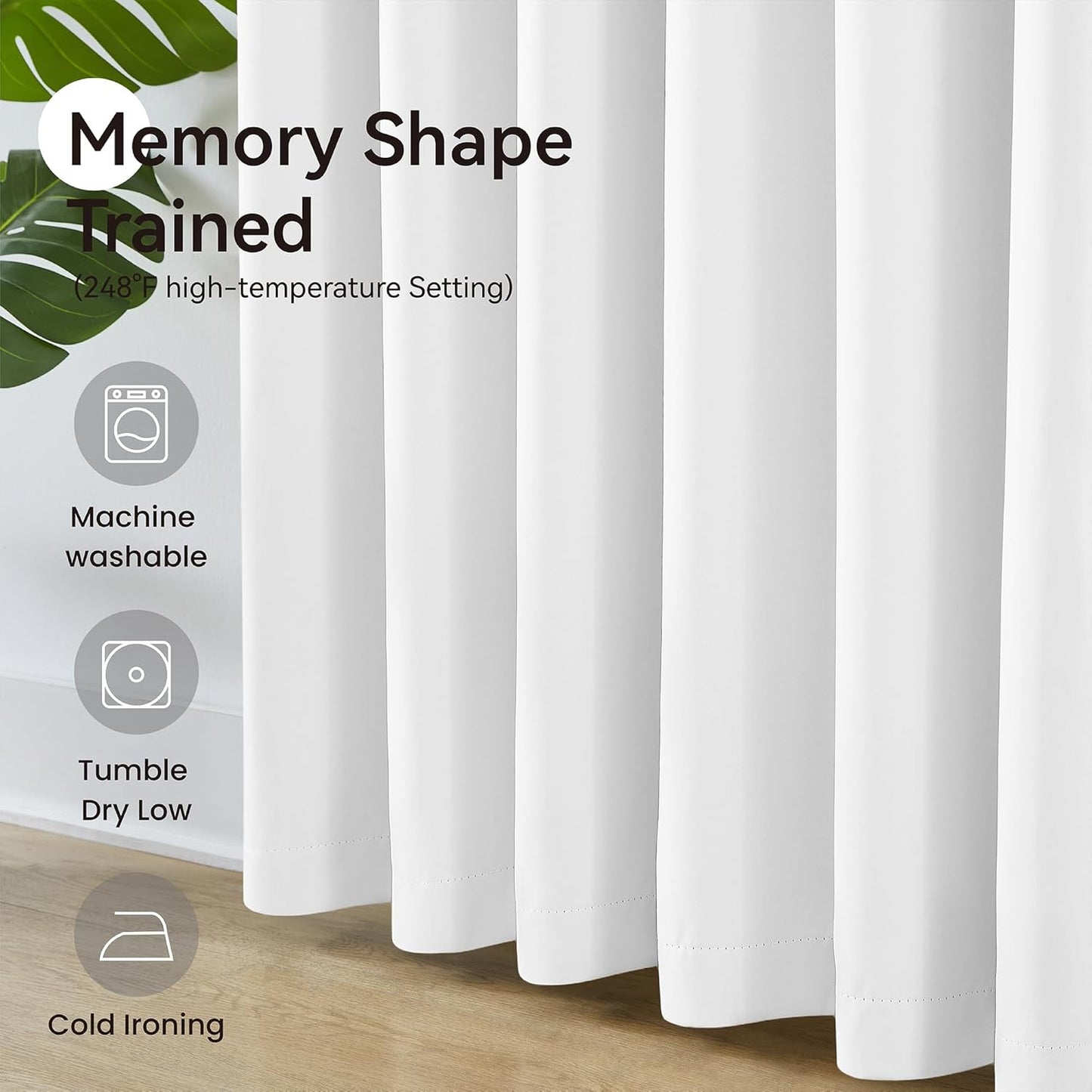 KangBang White Pleated Privacy Curtain Panels 102 Inch Length, Memory Shape Pinch Pleat Neutral Drapes Ceiling to Floor Elegant Modern Decor for Home Office Living Room, W40xL102,2 Panels