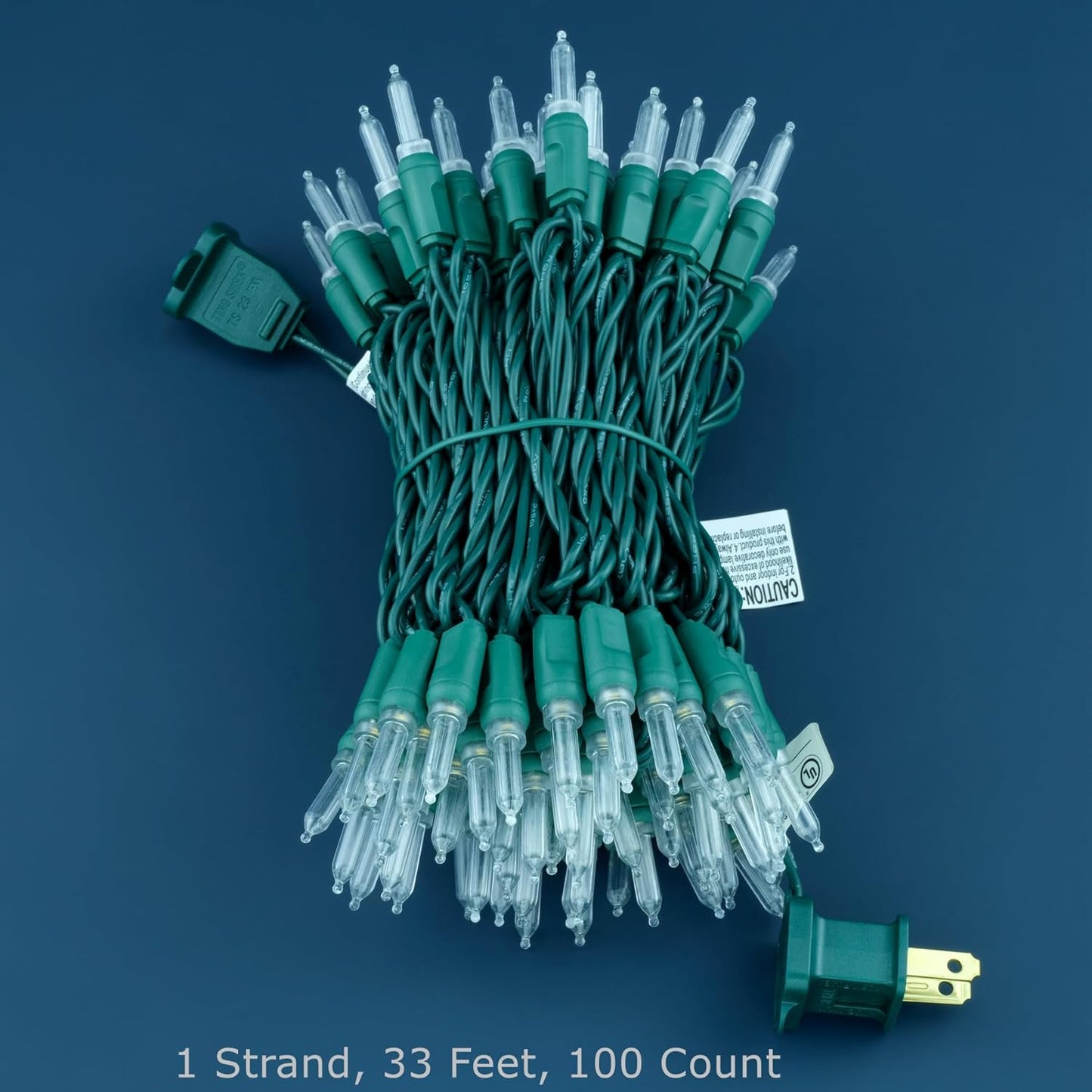 100 Warm White One-Piece LED Christmas Lights, 33 ft Green Cord High Waterproof UL Certified T5 Outdoor String Lights (Warm White)