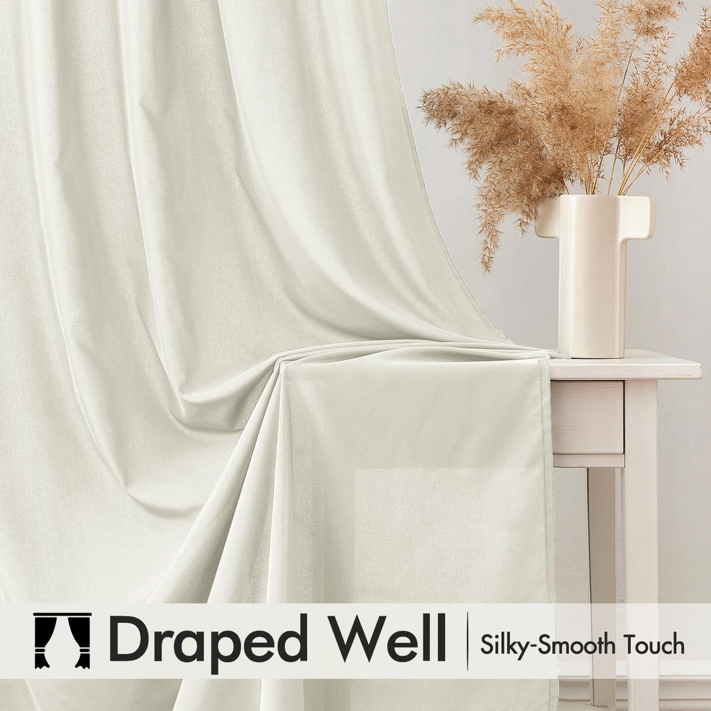 MIULEE Ivory Privacy Sheer Curtains That Let Light in 96 Inches Long Non-See-Through Semi Sheer Curtain Light Filtering Window Curtains Drapes for Living Room Bedroom 2 Panels Set 42 X 96