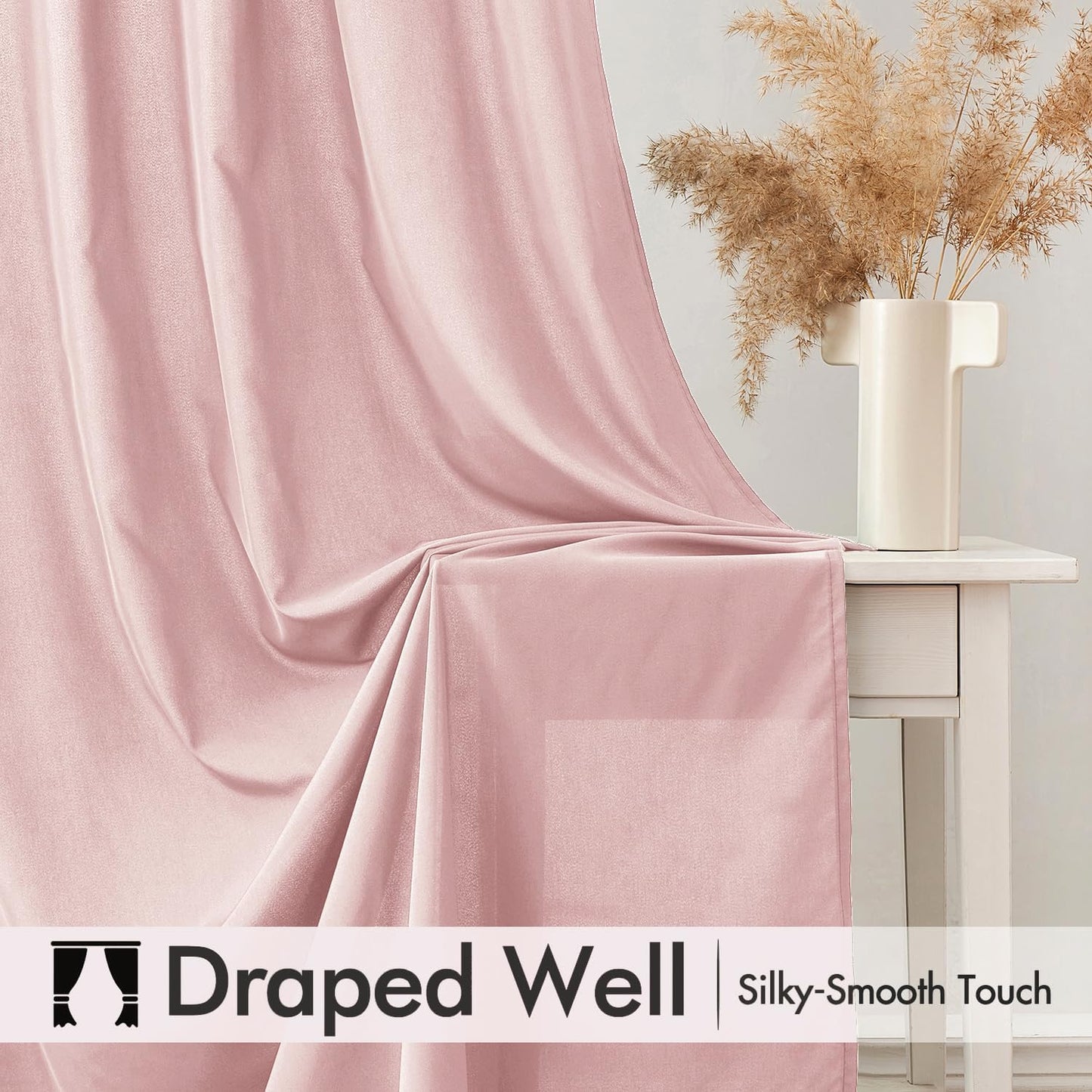 MIULEE Baby Pink Privacy Sheer Curtains That Let Light in 63 Inches Long Non-See-Through Semi Sheer Curtain Light Filtering Window Curtains Drapes for Living Room Bedroom 2 Panels Set 42 X 63