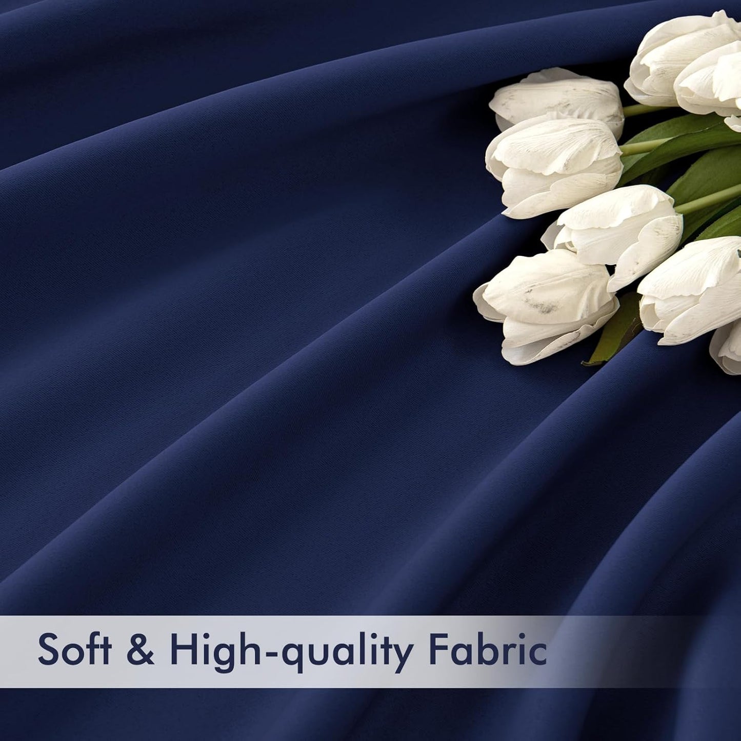 MIULEE Navy Blue Back Tab Blackout Curtains 72 Inches Long 2 Panels Set for Living Room Bedroom Privacy, Rod Pocket/Pinch Pleat Thermal Insulated Room Darkening Pleated Light Blocking Drapes