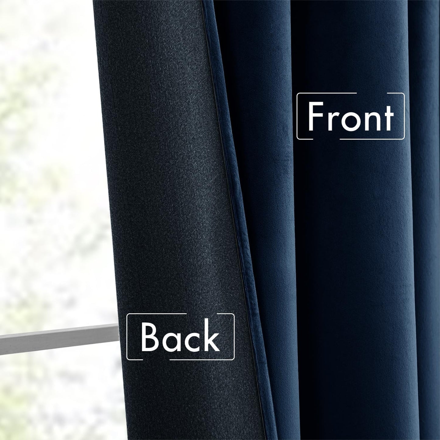 MIULEE Navy Blue Velvet Curtains 96 inches Long 2 Panels - Luxury Pinch Pleated Room Darkening Window Drapes for Bedroom Living Room Thermal Insulated Super Soft Blackout, Back Tab Rod Pocket