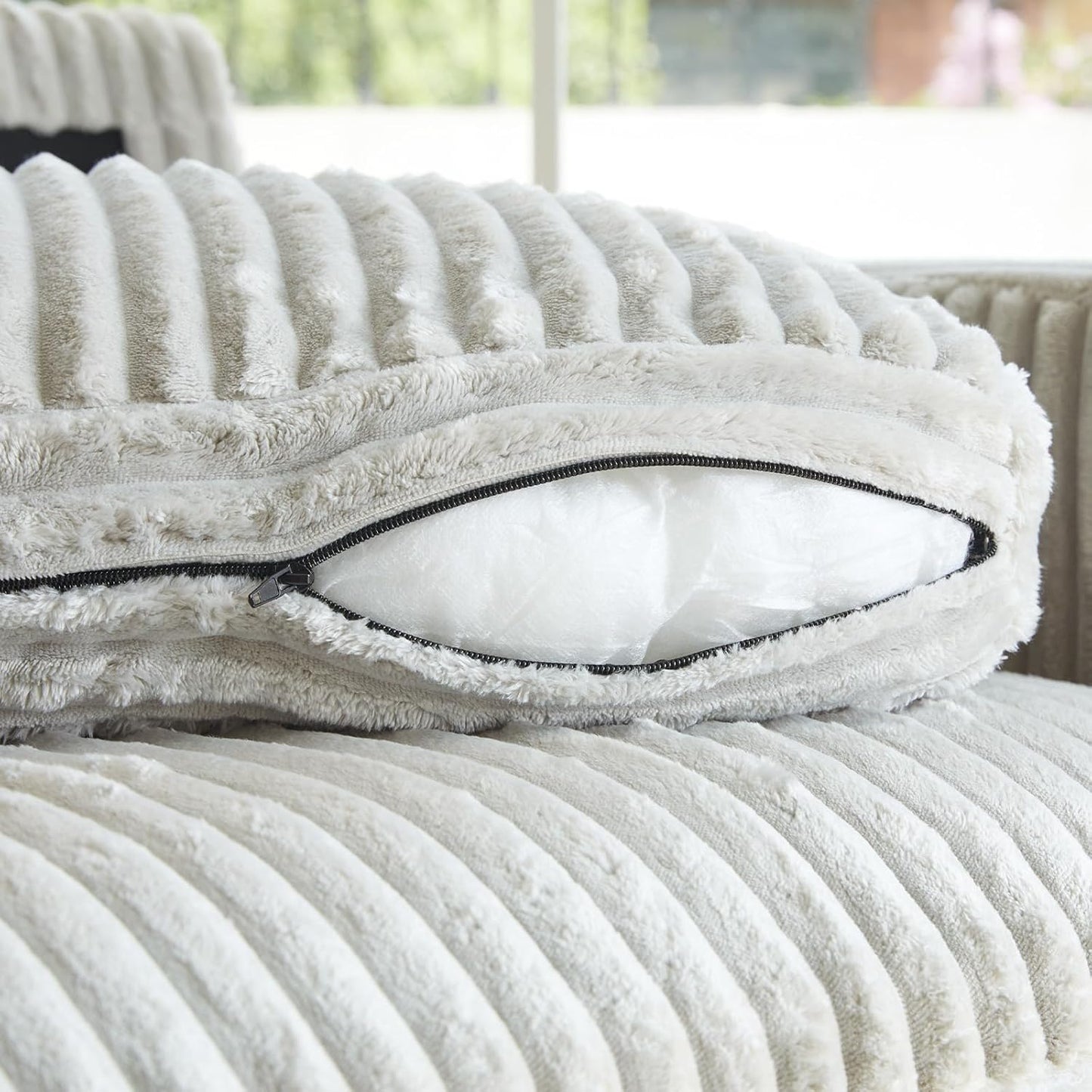 Belffin Modular Sectional Sofa with Storage Ottoman, Oversized Cloud Couch Sectional with Extra Deep Seat, Comfy 3 Seater Sectional Couches for Living Room, Plush Corduroy Light Grey