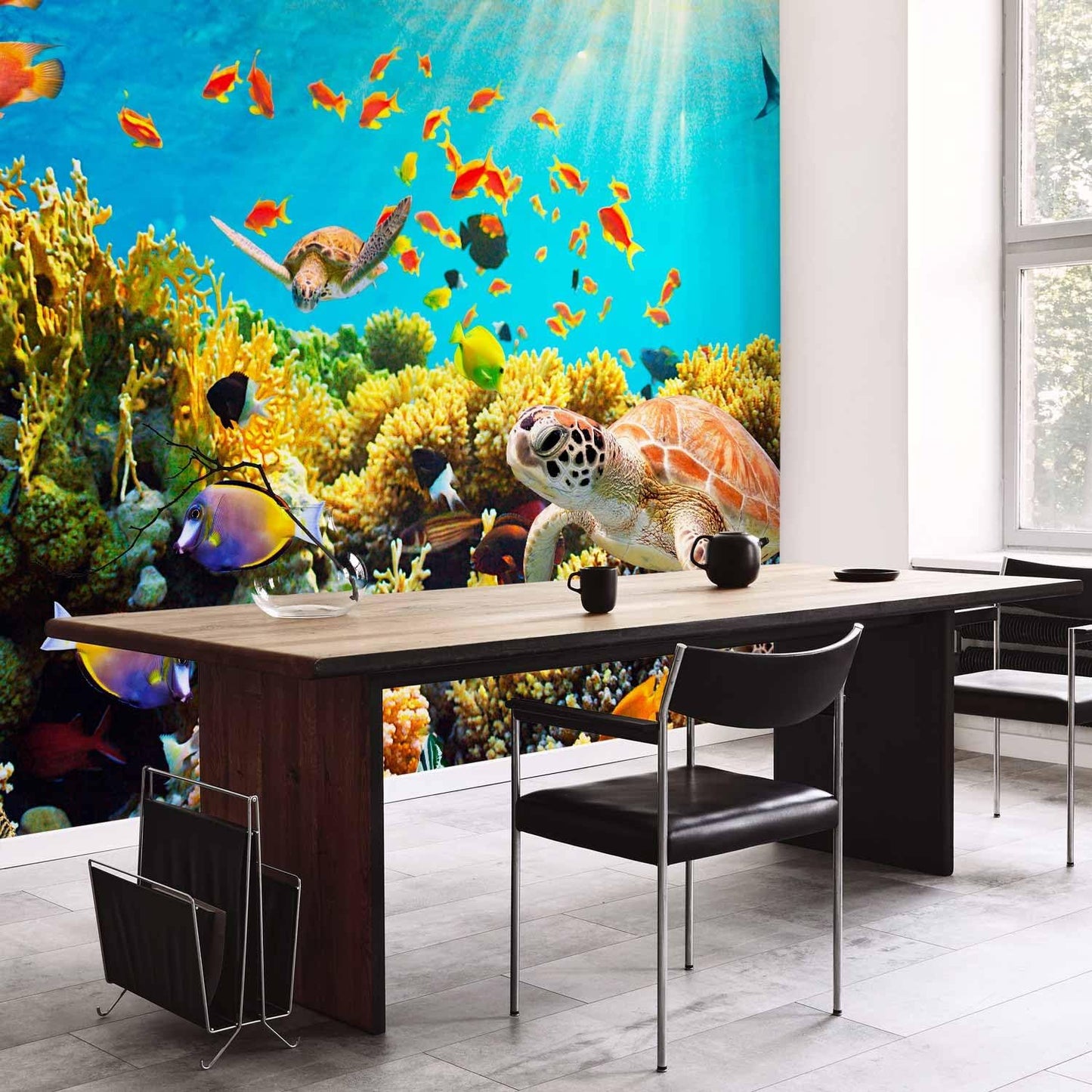 artgeist Wall Mural Peel and Stick Underwater World 212x98 in - XXL Self-Adhesive Corner Wallpaper Removable Large Sticker Foil Angle Wallpaper Wall Decor Print Ocean Fish Aquarium b-A-0002-a-b