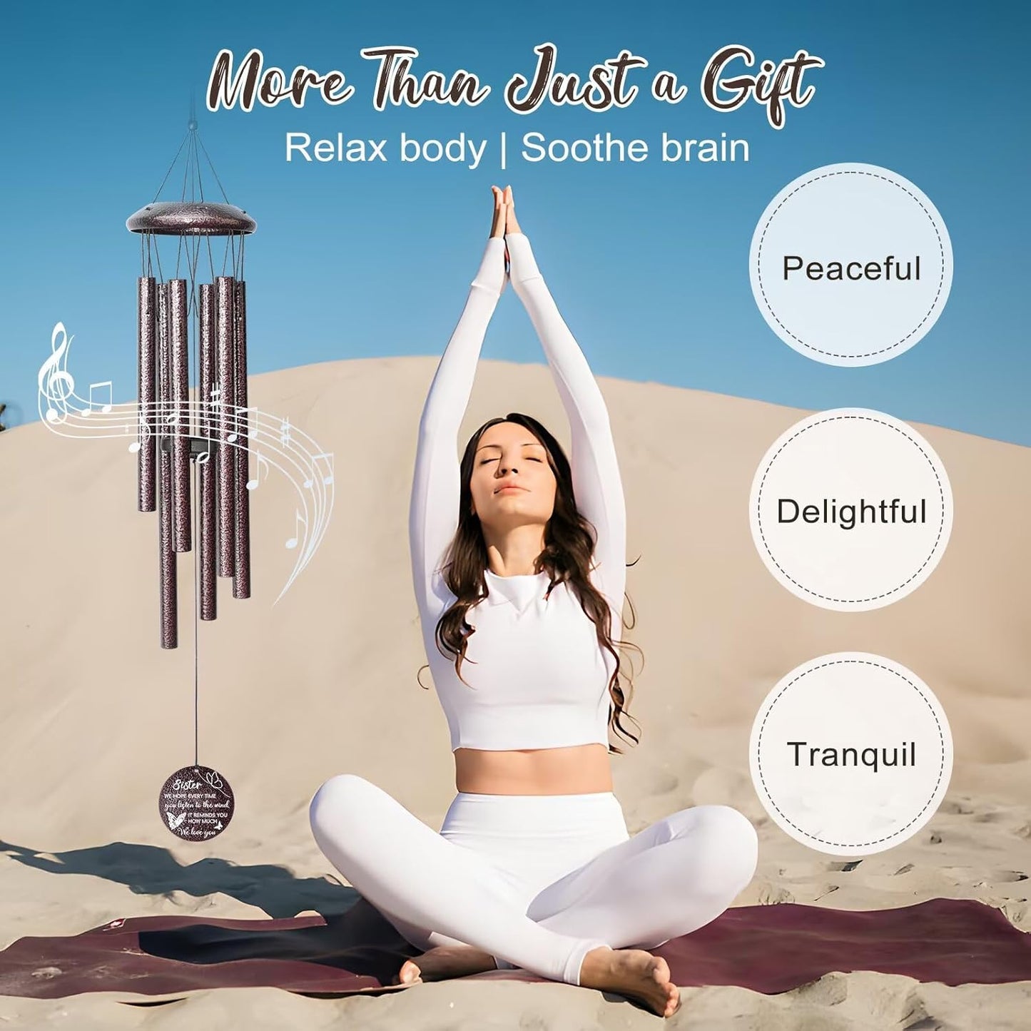 Gifts for Sister, 25''Wind Chimes, Birthday Gifts for Sister, Soul Sisters Unique Gift for Women,Thanksgiving,Christmas Day Gift Ideas for Love Rreminder