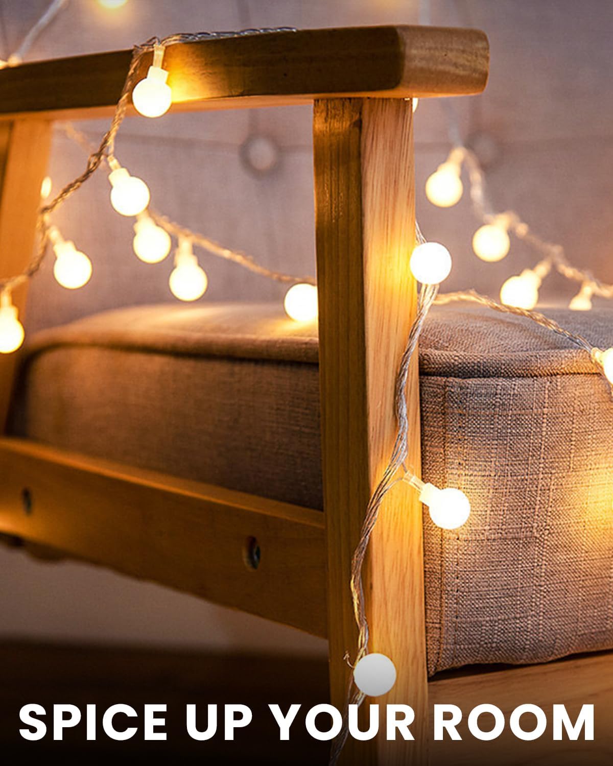 Globe String Lights 43 Ft 100 LED Fairy Lights Plug in with Remote Timer 8 Modes Connectable Twinkle Light for Bedroom Classroom Wedding Christmas Indoor Outdoor Decor, Warm White