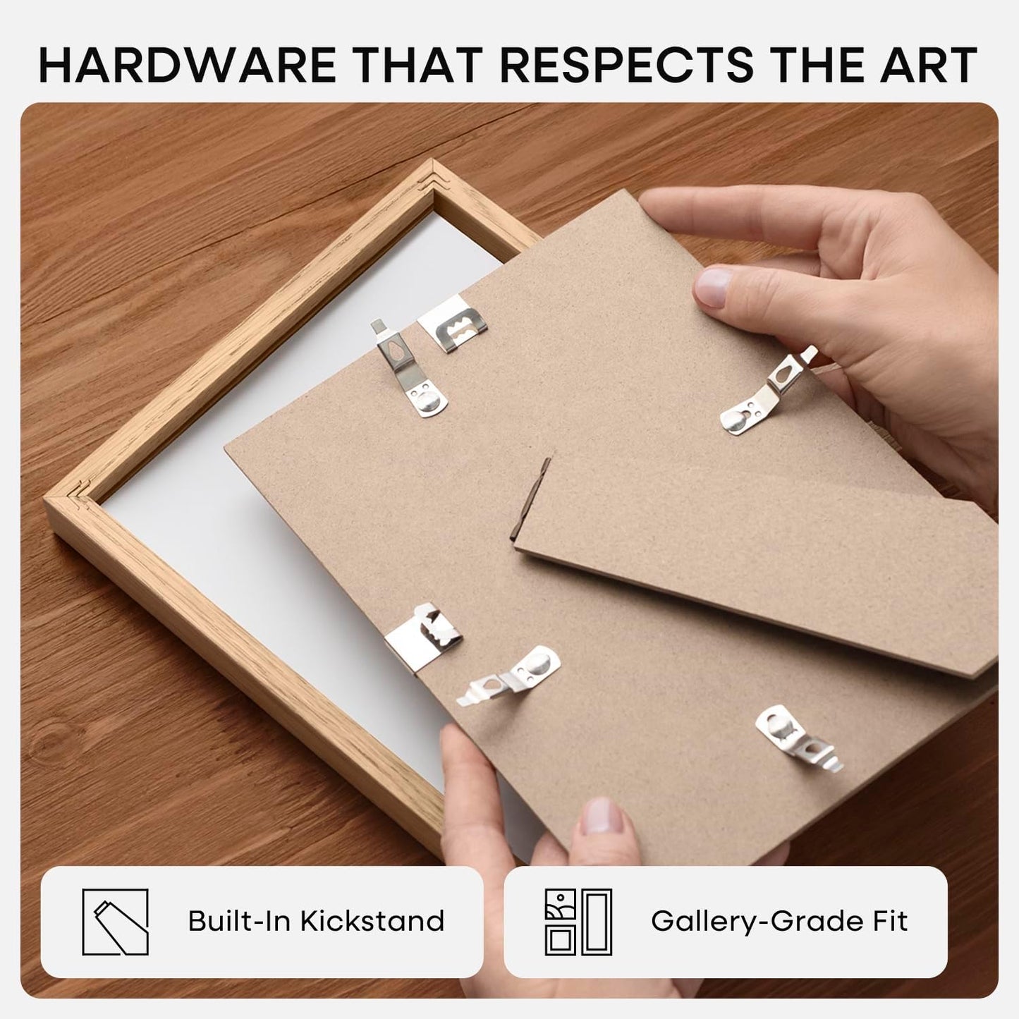 Homeforia 10x10 Picture Frame Wood, High-End Natural Oak 10 x 10 Thin Square Poster Frames with Mat 8 by 8 inch Photo, 10by10 Light Wooden Frame Matted to 8x8 Print, Tempered Glass, Wall Kit, Set of 1