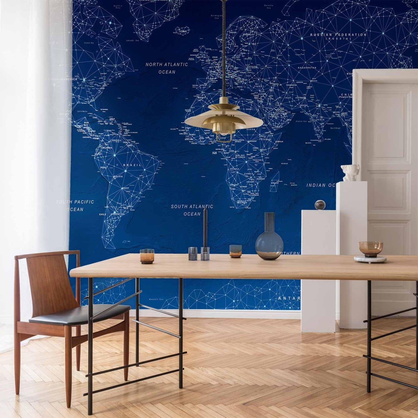 artgeist Wall Mural World Map 116x83 in - XXL Peel and Stick Self-Adhesive Wallpaper Removable Large Sticker Foil Wall Decor Print Picture Image Design Map of The World k-A-0125-a-a