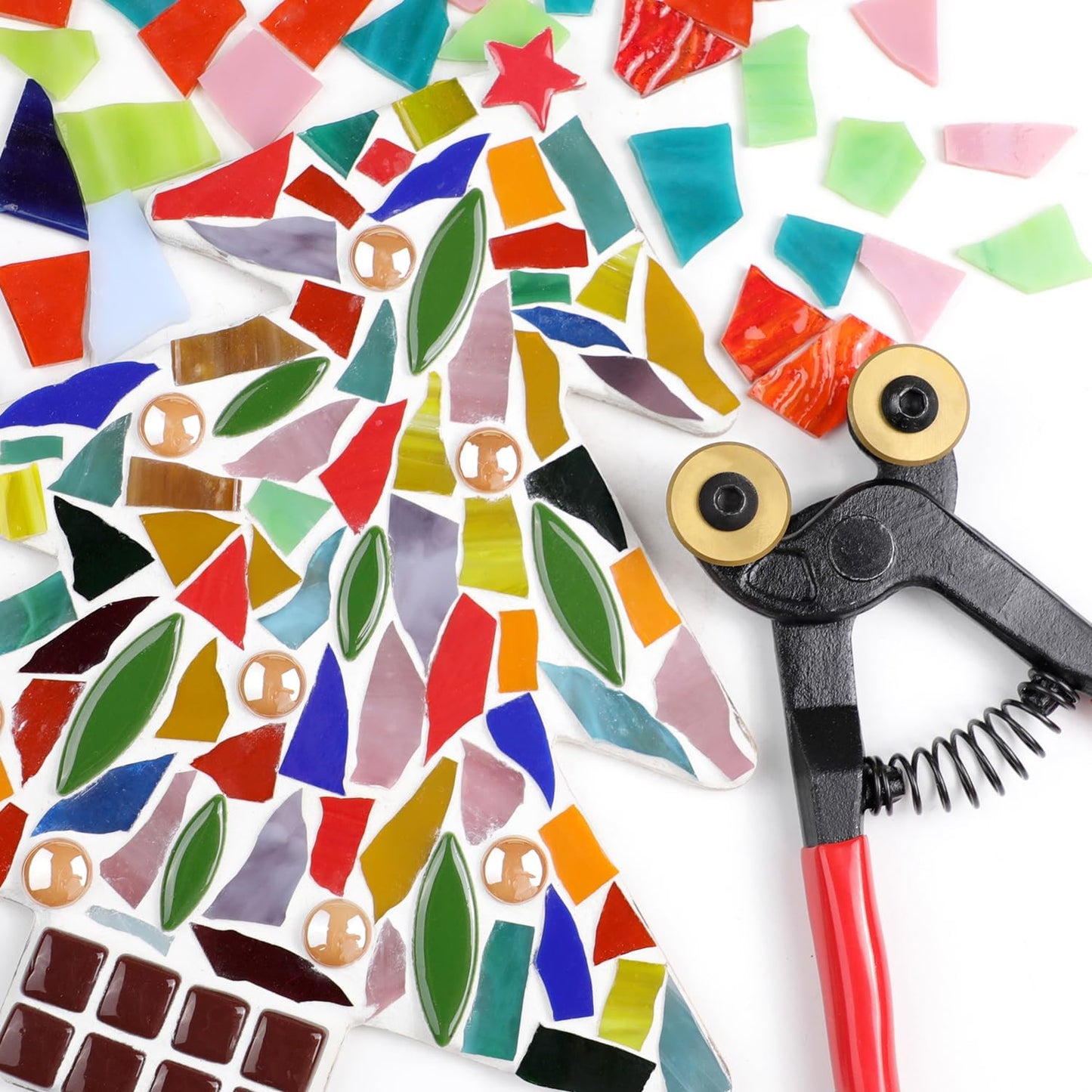 Glass Tile Nippers - Heavy Duty Wheeled Glass Mosaic Nipper & Hd Ceramic Tile Nipper, Tile Cutter Pliers Soft-grip Handle - Shapping Plier, Nipper Cutting Tools (7 Inch Golden Wheeled Glass Nipper)