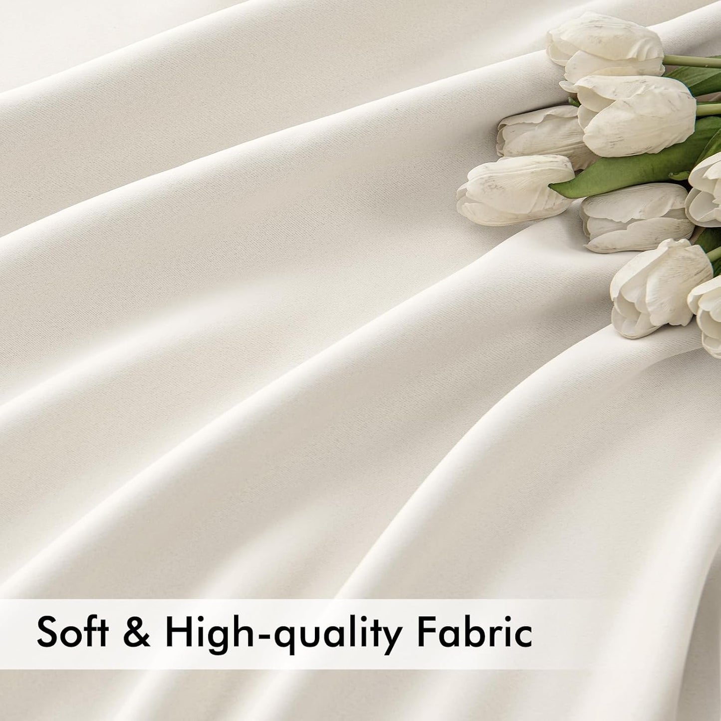 MIULEE Ivory Back Tab Blackout Curtain 96 Inch Long 2 Panels Set for Bedroom, Rod Pocket/Pinch Pleat Thermal Insulated Living Room Darkening Pleated Light Blocking Floor to Ceiling Drape