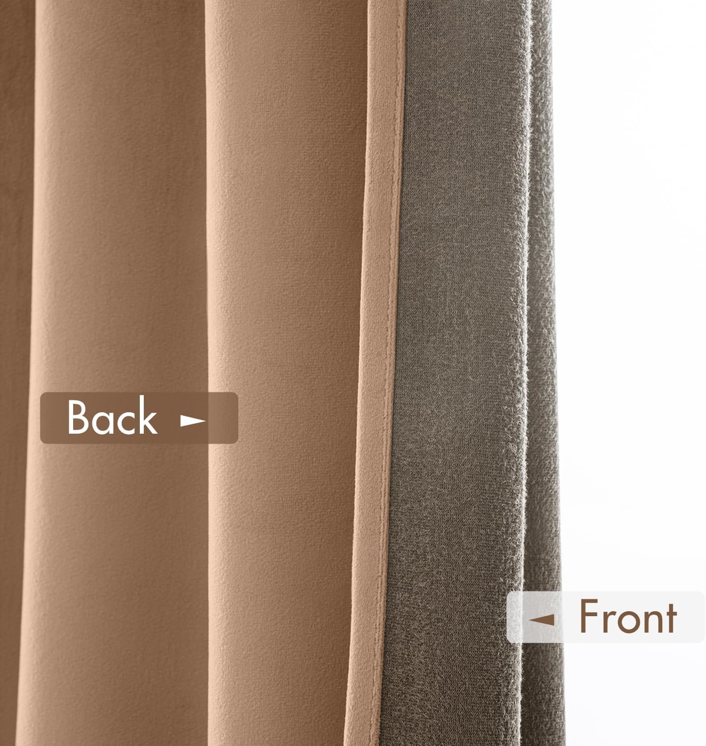 MIULEE Blush Beige Velvet Curtains Thermal Insulated Blackout Curtain Drapes for Bedroom Living Room Darkening 90 Inches Long Curtains Panels Rod Pocket Set of 2