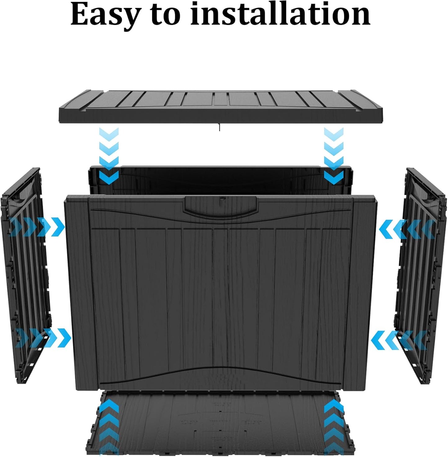 45 Gallon Outdoor Storage Box Waterproof Lockable Resin Deck Box Large, Patio Storage Bin for Pool Accessories Cushion Furniture, Garden Tools, UV-Resistant Outside Delivery Black