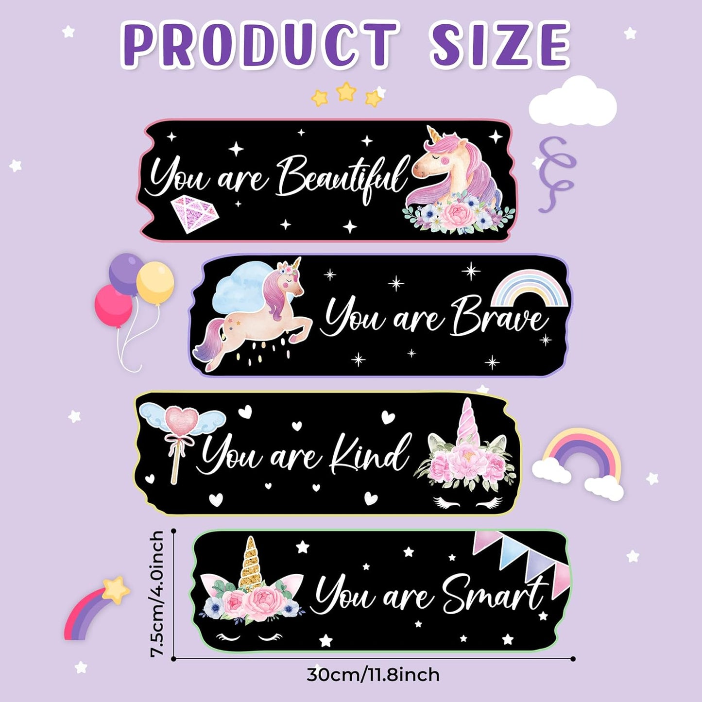 Glow in The Dark Stars Unicorn Wall Decals, Glowing Motivational Wall Art Inspirational Sticker, Peel and Stick Wall Decal for Girl's Room