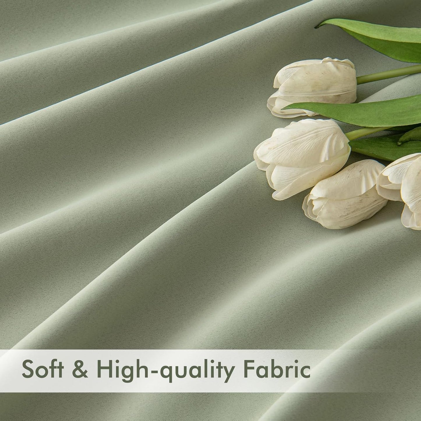 MIULEE Sage Green Back Tab Blackout Curtains 63 Inch Length 2 Panels Set for Living Room Bedroom Privacy, Rod Pocket/Pinch Pleat Thermal Insulated Room Darkening Pleated Light Blocking Drapes