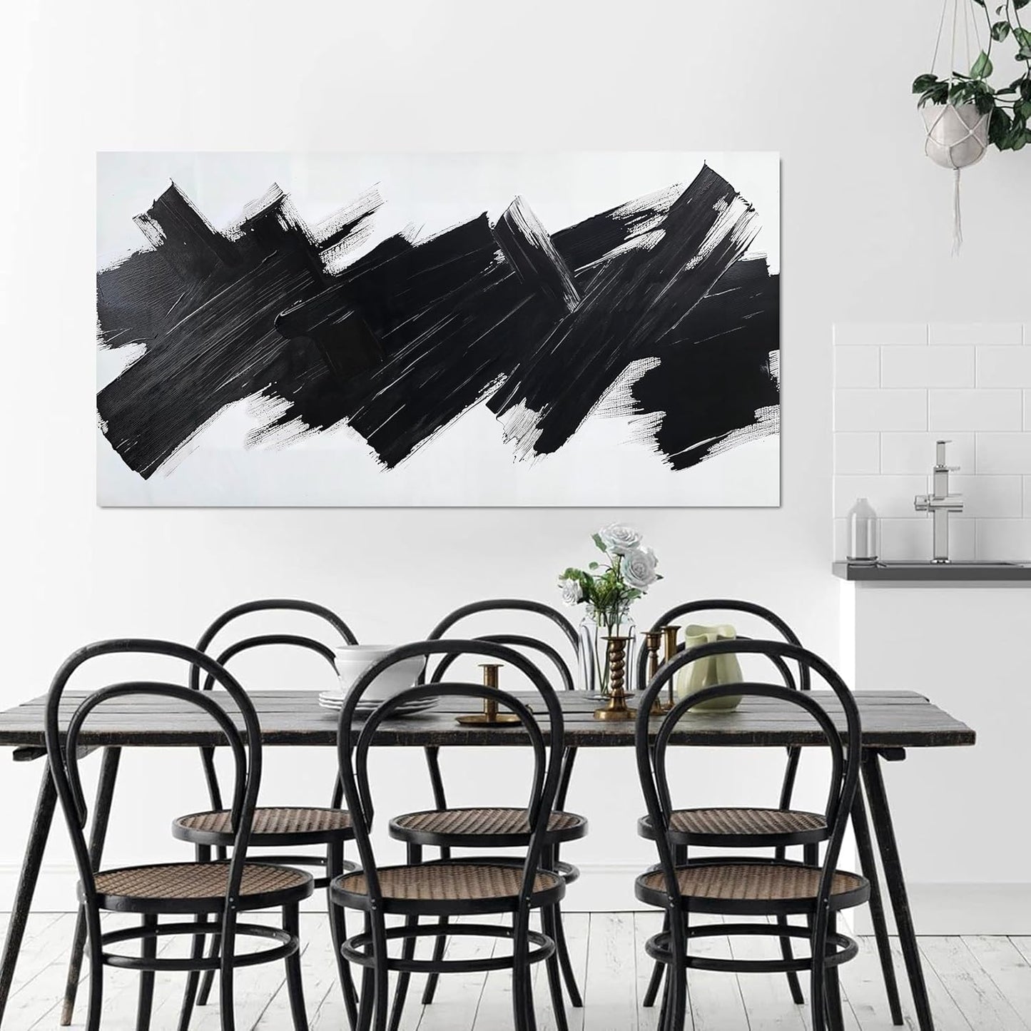 AIXMGSJS Canvas Wall Art Decor Modern Wall Pictures for Living Room Black Minimalist Wall Art Black Abstract Art Wall Artwork for Walls Canvas Prints Art Work For Home Kitchen Office Decor 20" X 40"