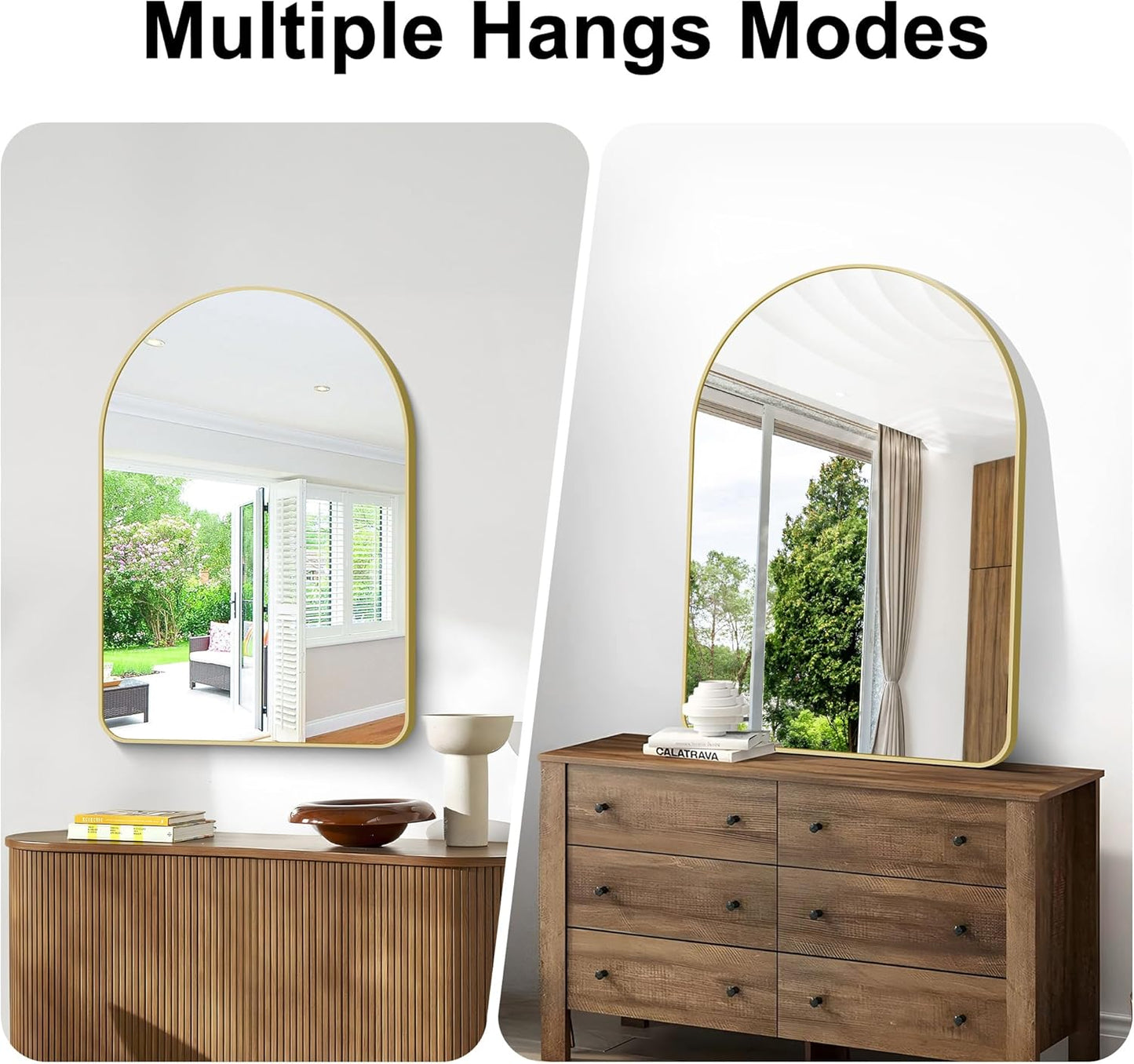 Arched Bathroom Mirror, 26"x38" Gold Arched Mirror for Bathroom, Wall Mounted Mirror, Vanity Wall Mirror Metal Frame for Bedroom, Entryway, Living Room, Hanging or Leaning Against Wall