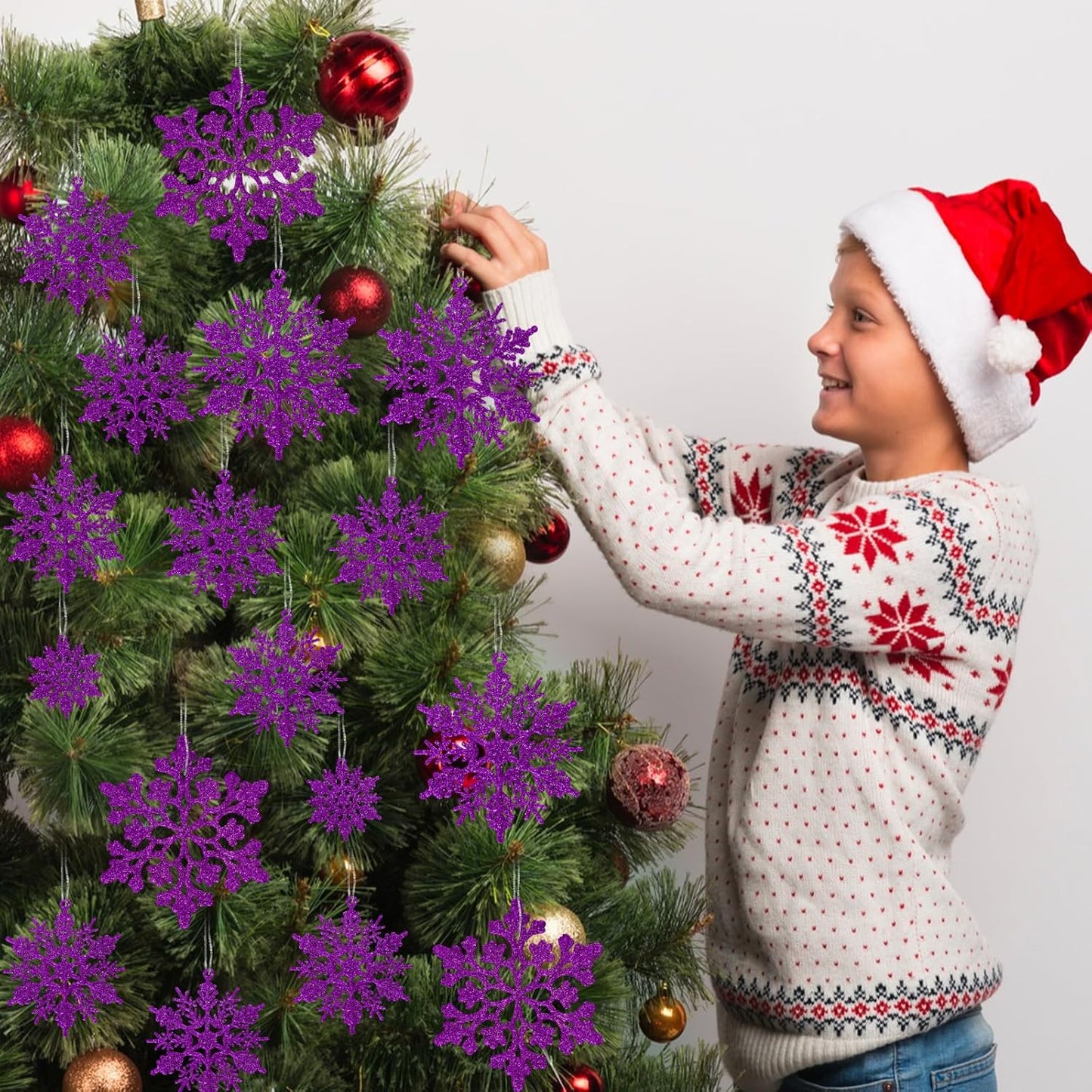 36pcs Christmas Deep Purple Snowflake Ornaments,Plastic Dark Purple Snow Flakes Hanging Ornaments for Christmas Tree Decor Winter Wonderland Frozen Birthday Party Holiday Home Decor Craft Snowflakes