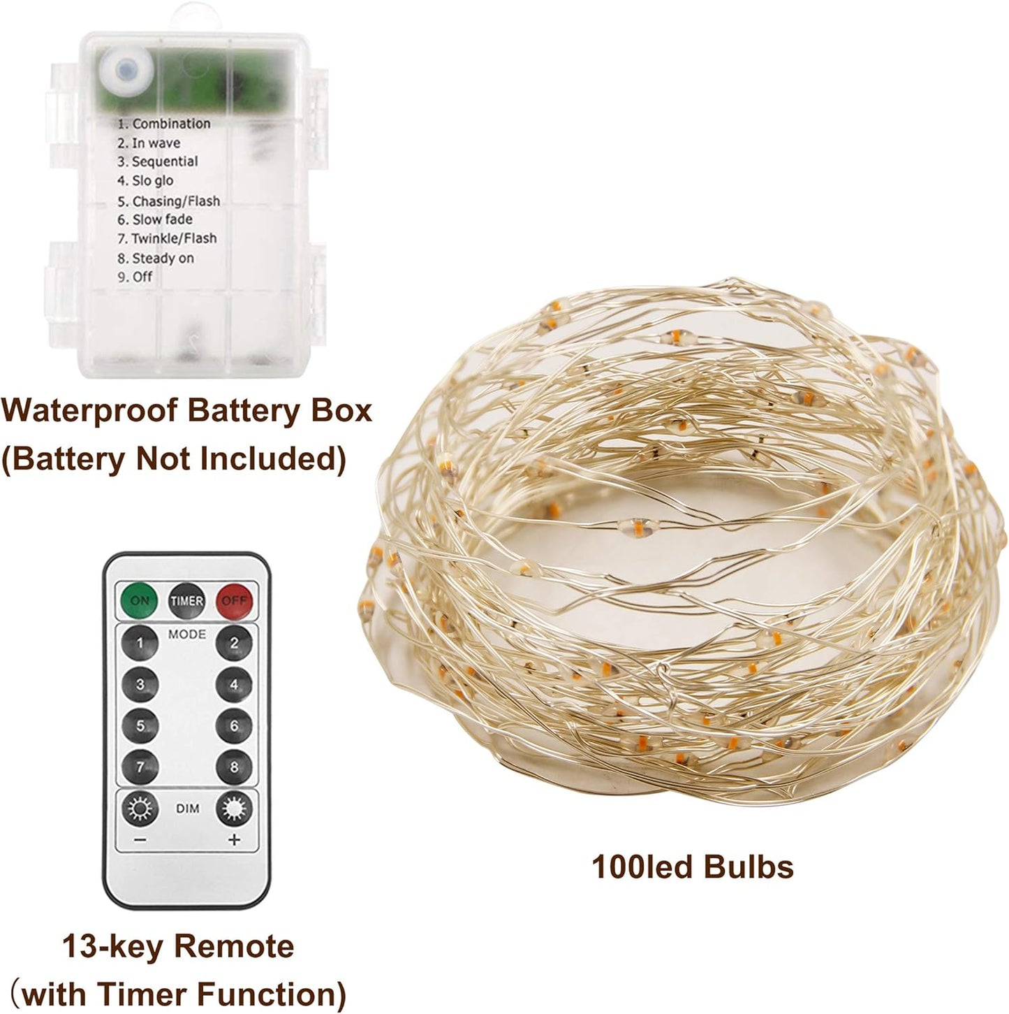 Twinkle Star 2 Pack Orange Halloween Fairy Lights Battery Operated, Total 66 ft 200 Led String Lights Remote Control Timer Silver String Light 8 Modes Firefly Lights for Garden Party Indoor Decor