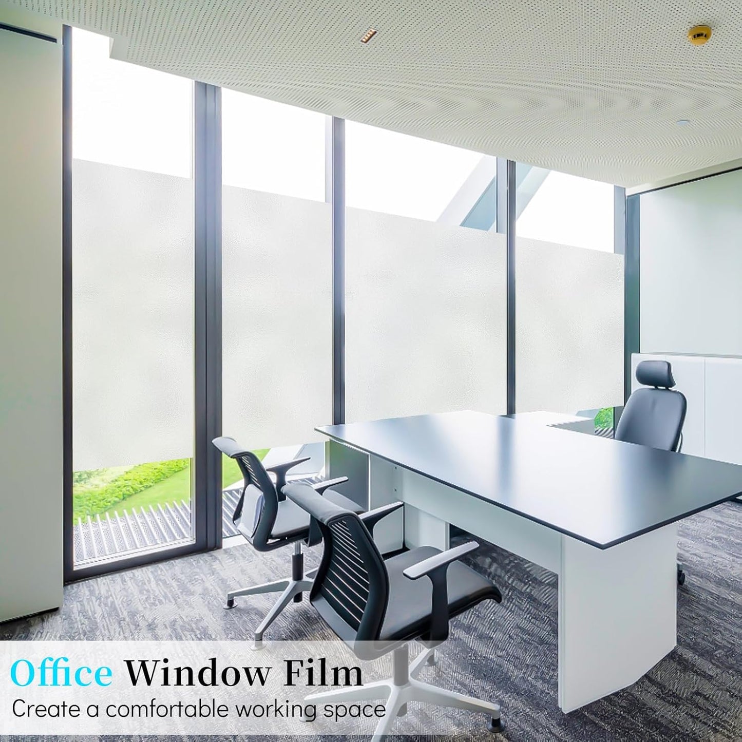 Niviy Frosted Glass Window Privacy Film 23.6 x 118 Inch Static Cling Bathroom Window Frosting Film Day and Night Privacy Windows Cling Home Glass Door Cover