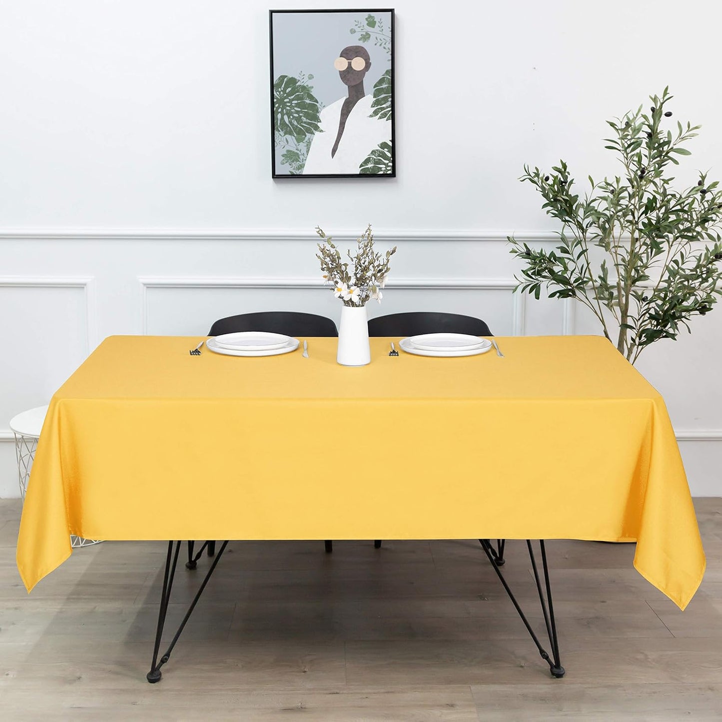 sancua Rectangle Tablecloth - 54 x 108 Inch - Stain and Wrinkle Resistant Washable Polyester Table Cloth, Decorative Fabric Table Cover for Dining Tables, Buffet Parties and Camping, Yellow