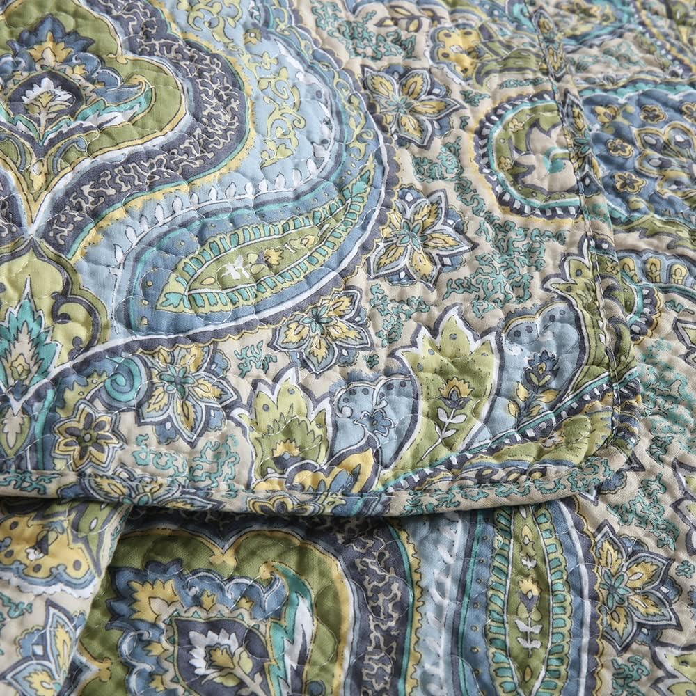 Autumn Dream Cotton Bedspread Quilt Sets, 3 Pieces Reversible Comforter Coverlet Sets,Classical Damask Paisley,Queen Size