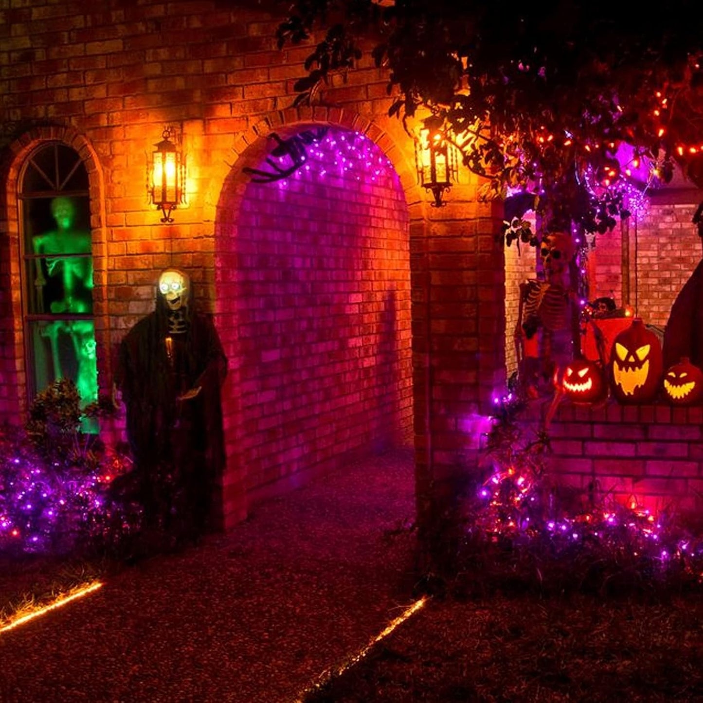 Dazzle Bright Purper and Orange Halloween Lights, 40FT 200 Count Mini String Lights, Waterproof Halloween Decorations for Outdoor Indoor Patio Home Party Garden Yard Decor