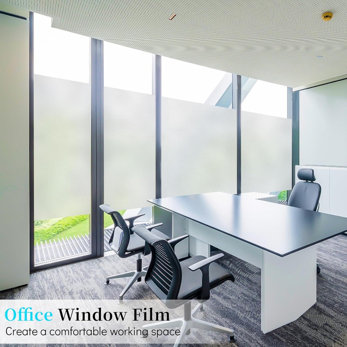 Niviy Frosted Glass Window Privacy Film with Free Installation Tools 23.6 x 236 Inch Static Cling Bathroom Window Frosting Film Day and Night Privacy Windows Cling Home Glass Door Cover