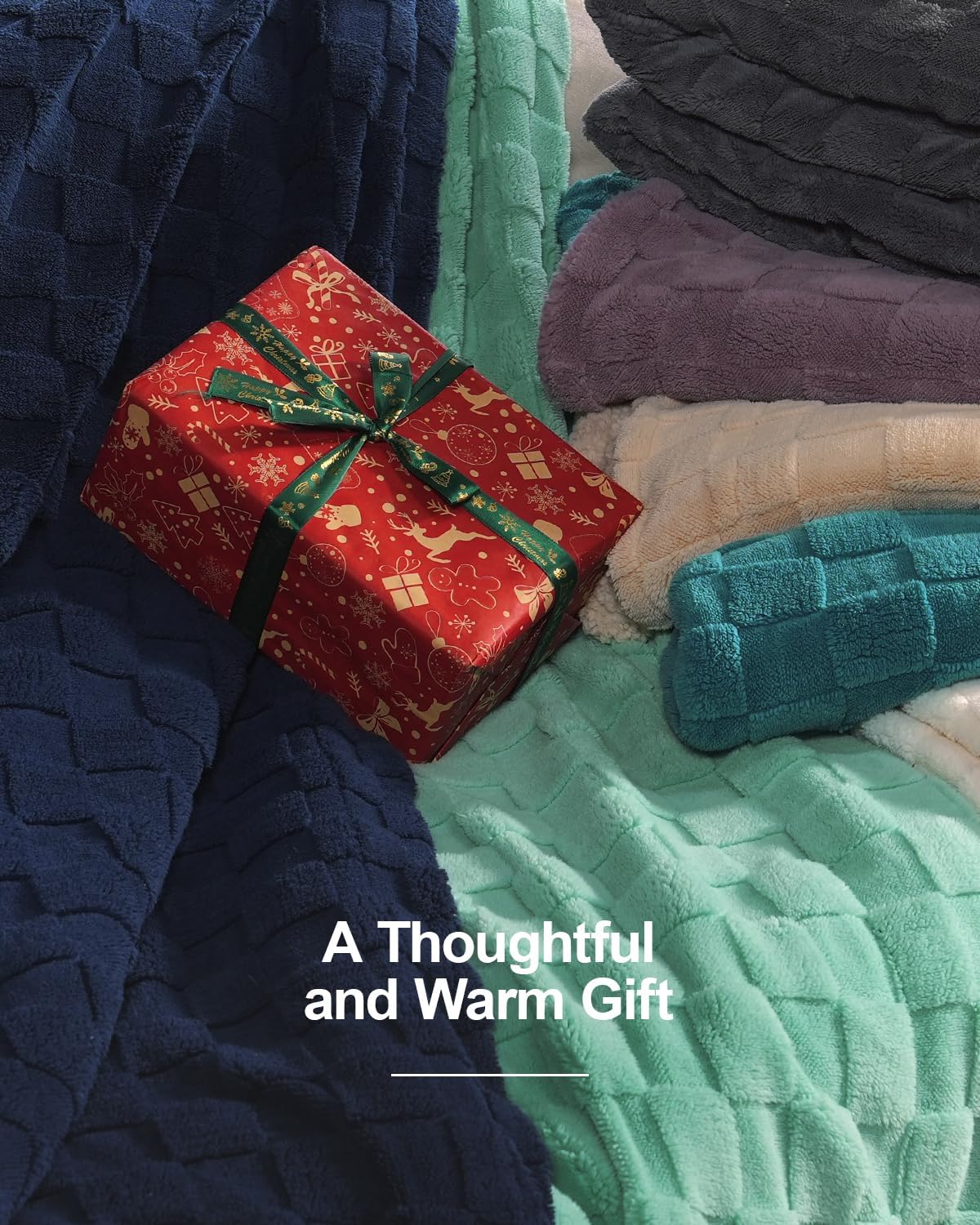 Pawque Super Soft Cozy Throw Blanket King Size for Couch Bed, Fluffy Sherpa Fleece Reversible Thick Warm Fuzzy Blanket for All-Season, 3D Checkered Jacquard Decorative Blankets, Khaki, 108"x90"