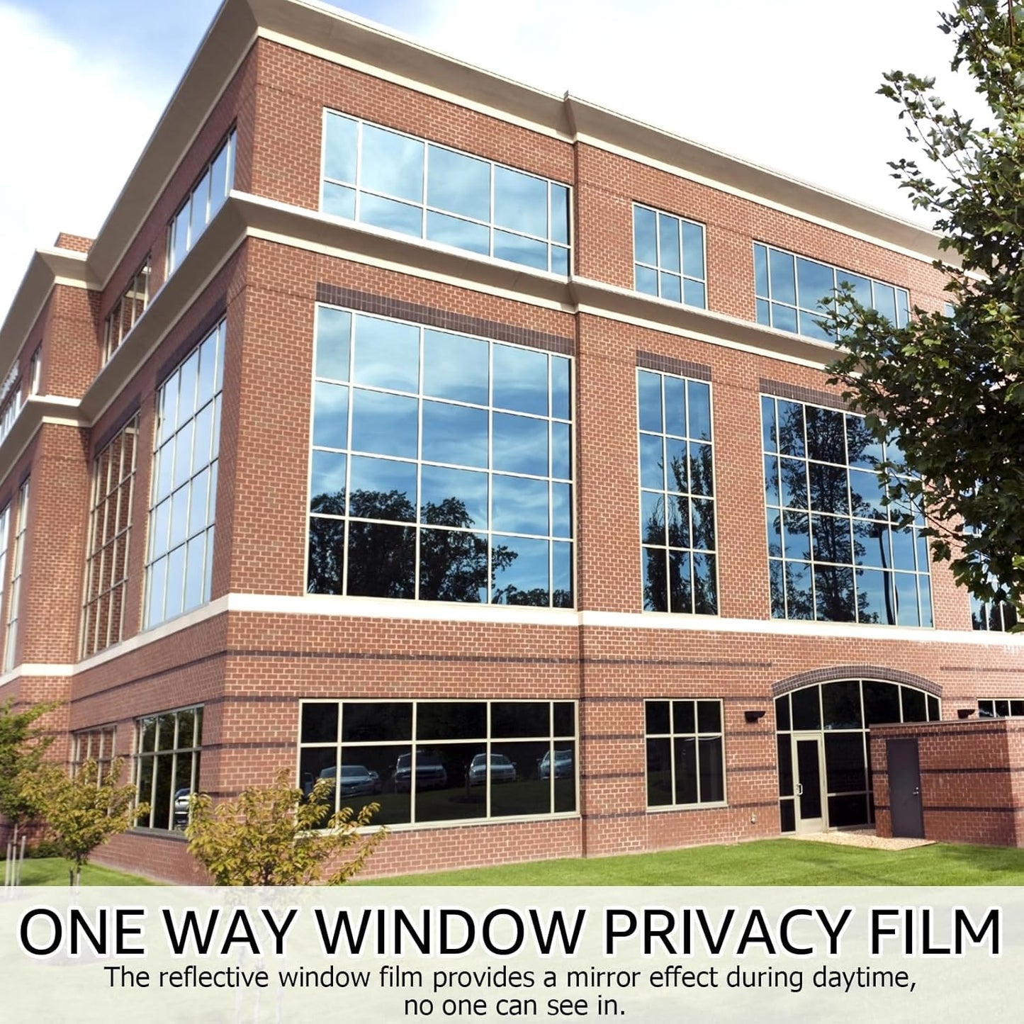 HIDBEA One Way Mirror Window Film,Daytime Privacy Sun Blocking Reflective Window Film Static Cling Heat Control Window Tinting Film for Home and Office, Blue Silver, 35.4 x 78.7 Inch