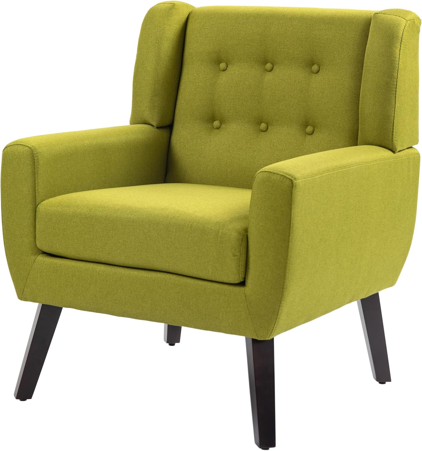 UIXE Accent Chair, Modern Upholstered Armchair in Fabric for Living Room, Comfy Club Arm Chairs Single Sofa Button Tufted Bedroom Reading Seat - Green
