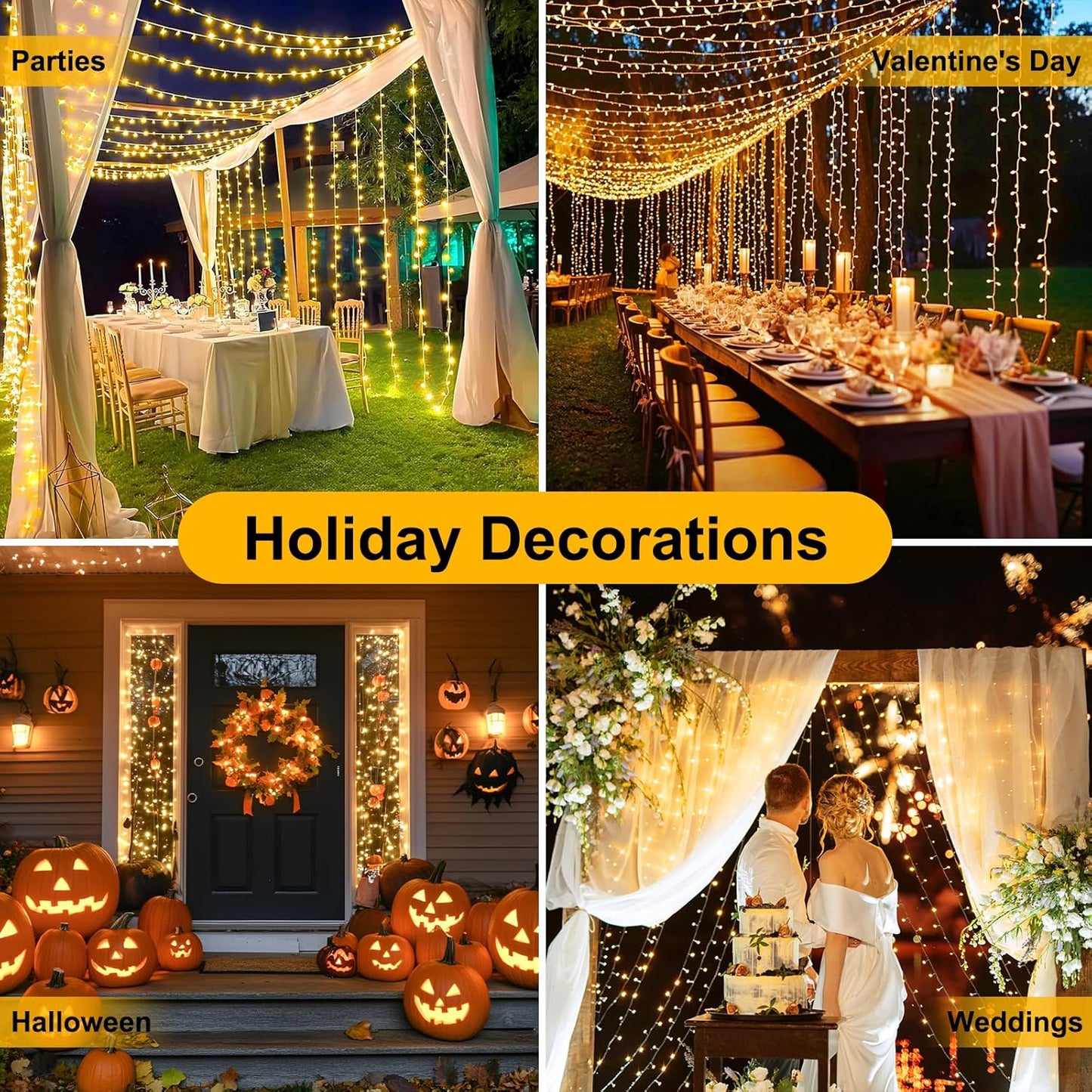 98.5FT 300 LED Christmas Lights Plug in,Warm White Waterproof Fairy Lights with Timer/8 Modes, Christmas Tree Lights Lighting Outdoor Indoor Garden Party Wedding Christmas Tree Decoration