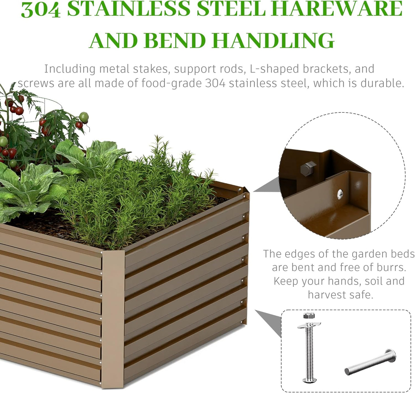 8x4x2 ft Raised Garden Bed, Large Metal Planter Raised Beds, Planters for Outdoor Plants for Vegetables, Flowers, Herbs, Fruits, and Succulents.