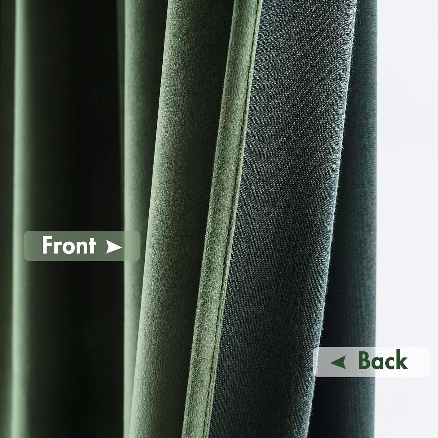 MIULEE Olive Green Velvet Curtains Thermal Insulated Blackout Curtain Drapes for Bedroom Living Room Darkening 108 Inches Long Curtains Panels Rod Pocket Set of 2