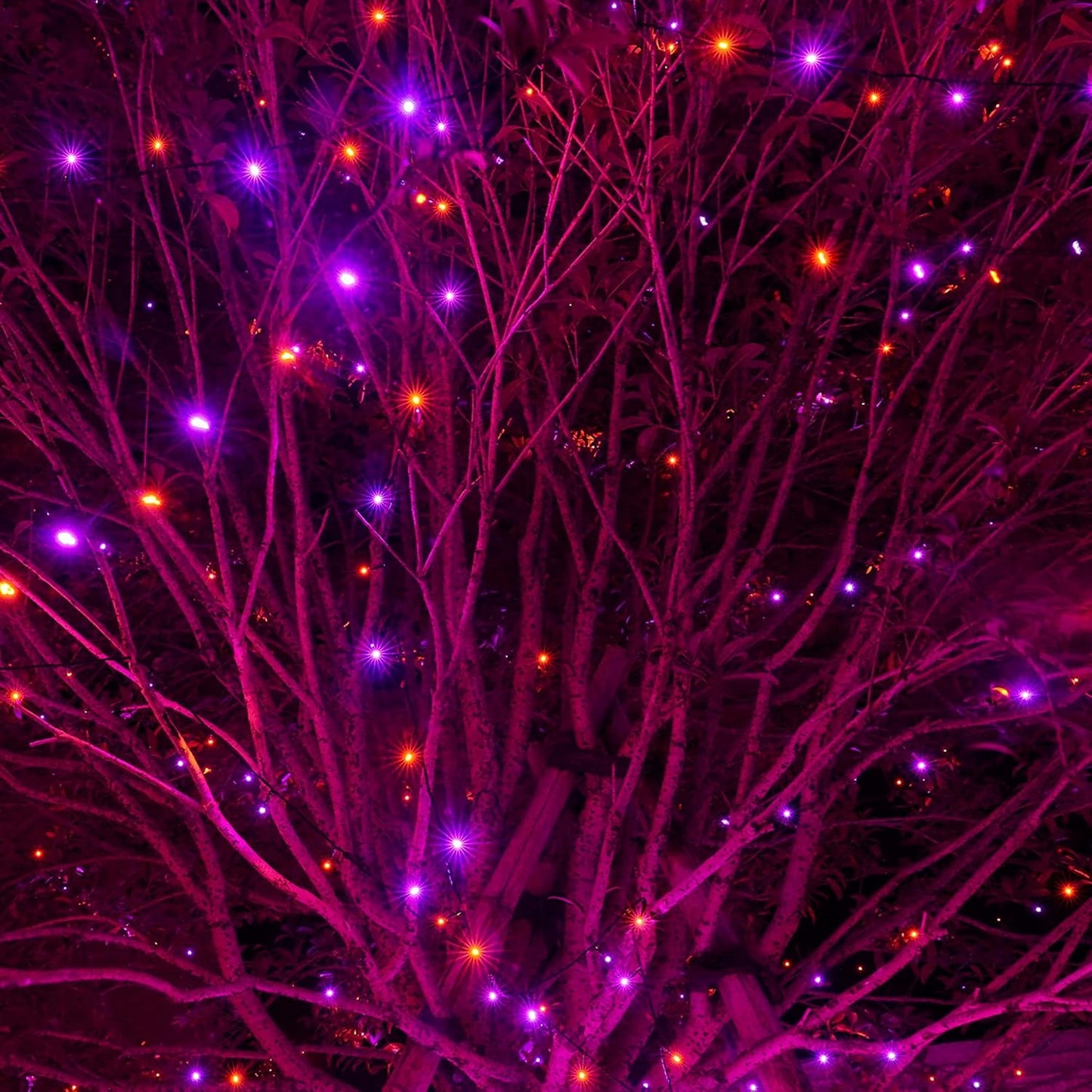 Dazzle Bright Halloween String Lights, 66FT 200 LED Connectable Black Wire 8 Modes String Lights, Waterproof Christmas Decorations for Indoor Outdoor Patio Party Holiday, Purple & Orange