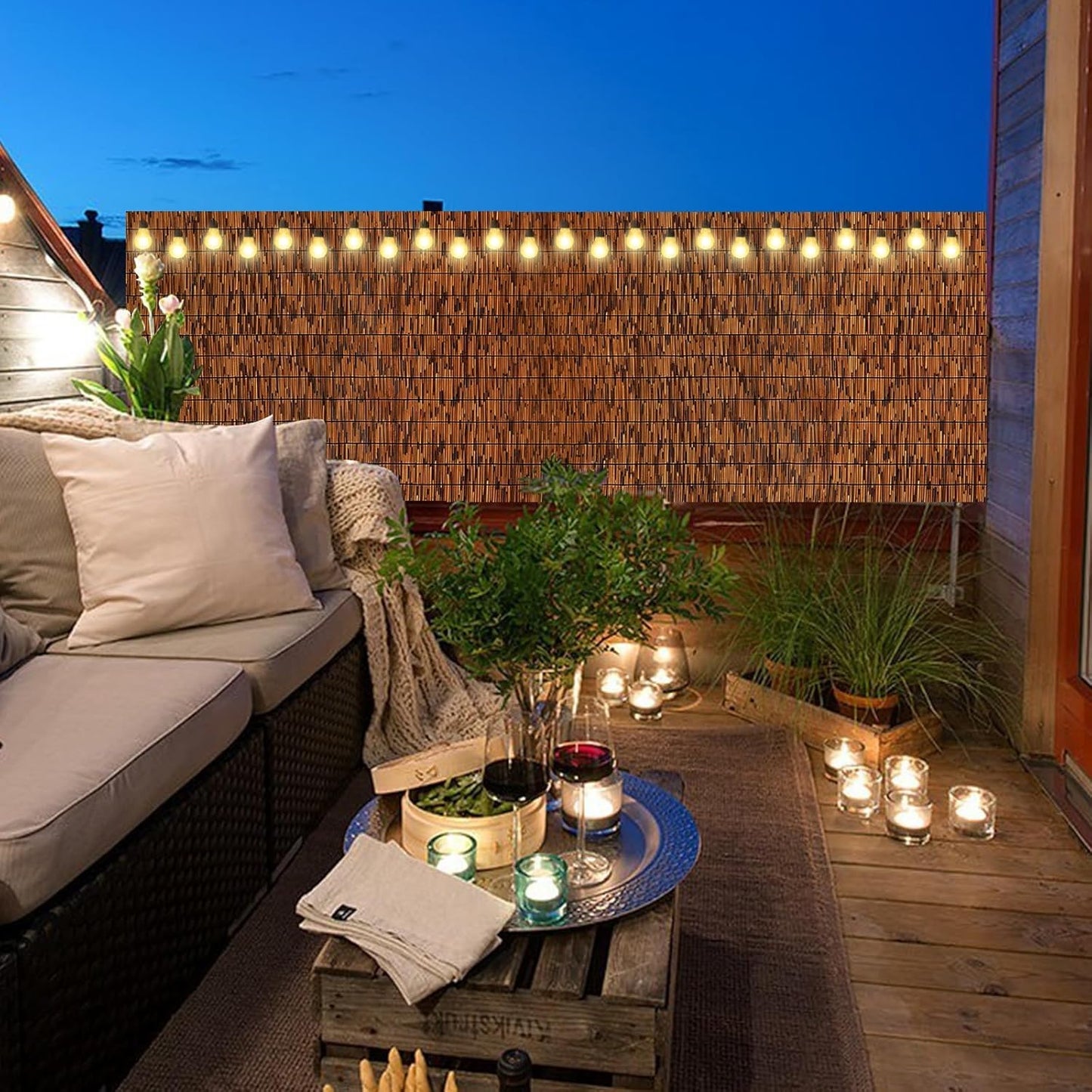 2 Pack Natural Reed Fence,6FT X 16.4FT Bamboo Fencing Privacy Reed Screening for Outdoor, Gallery, Restaurant, Hotel, Patio (Brown)