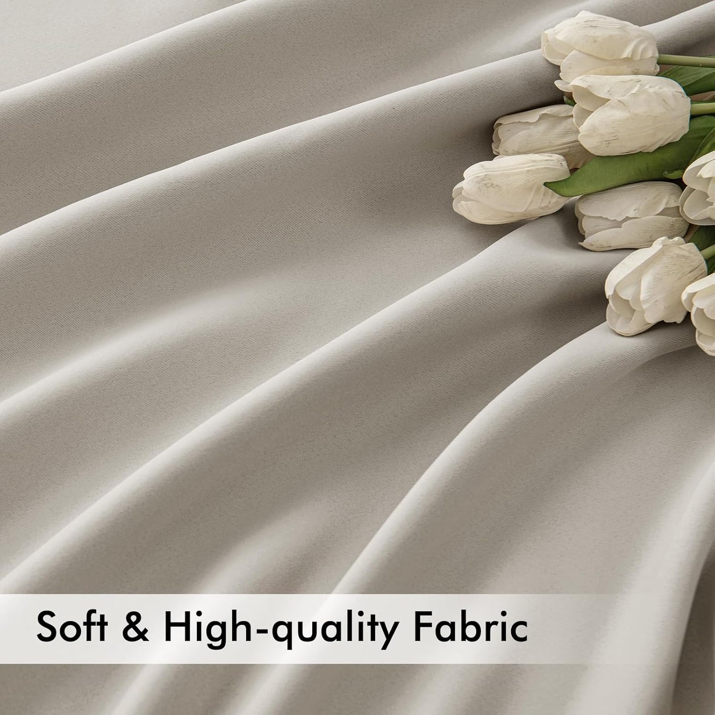 MIULEE Natural Back Tab Blackout Curtains 102 Inch Long 2 Panels Set for Bedroom, Rod Pocket/Pinch Pleated Thermal Insulated Living Room Darkening Light Blocking Floor to Ceiling Drapes